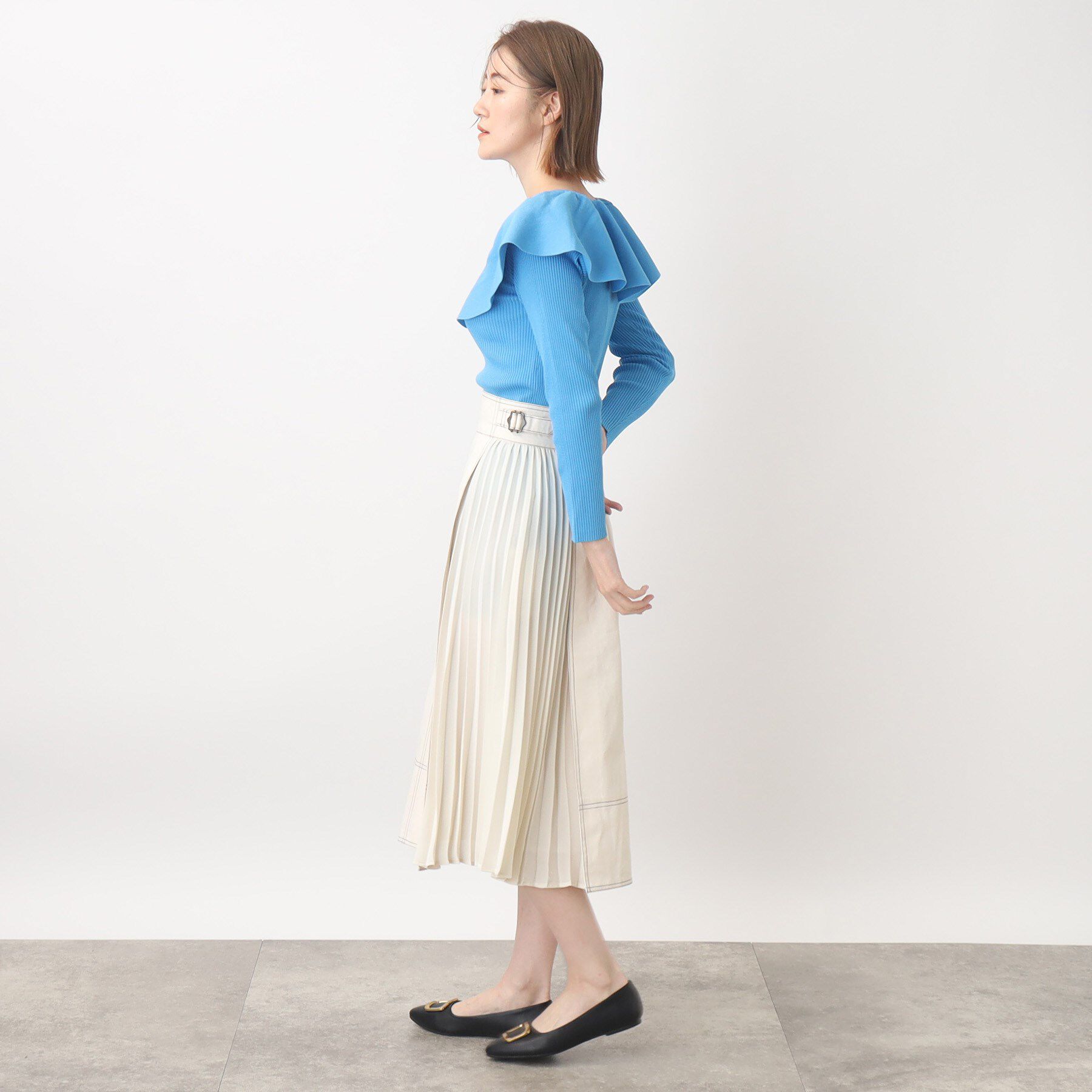 grove「グローブ人気のスカート！デニムサイドプリーツスカート」|スカート|