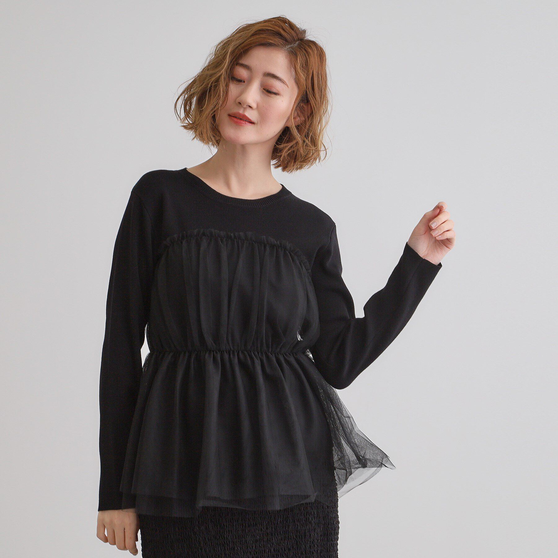 grove「チュールドッキングニットプルオーバー」|ニット・セーター|