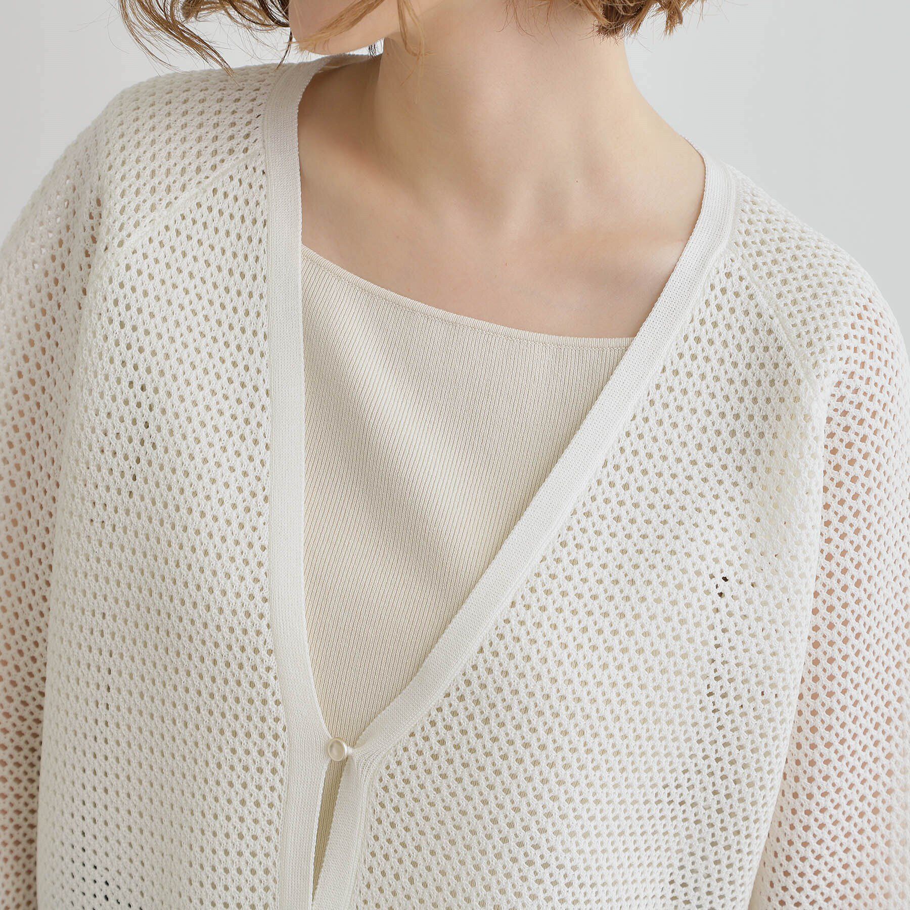 grove「ワイドスリーブメッシュカーディガン」|カーディガン|