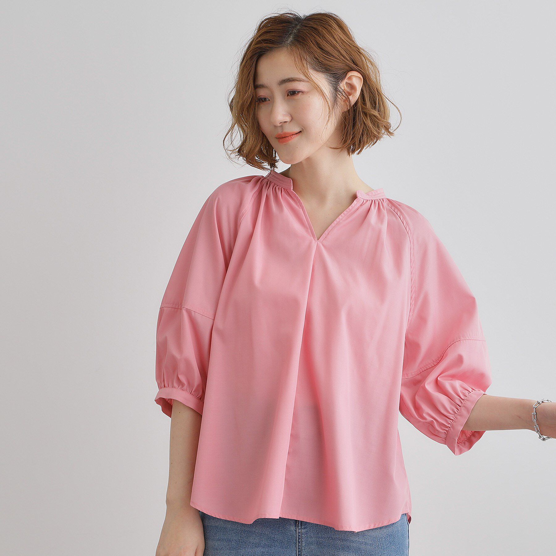 grove「【夏に嬉しい機能付き】ランタンスリーブシャツブラウス」|シャツ・ブラウス|