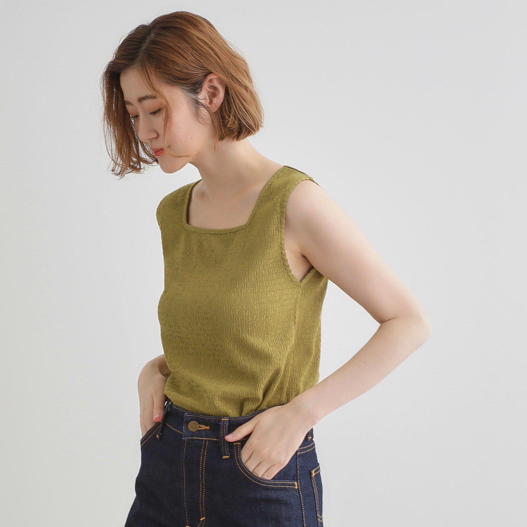 grove「ジャカードスクエアネックタンク」|キャミソール|