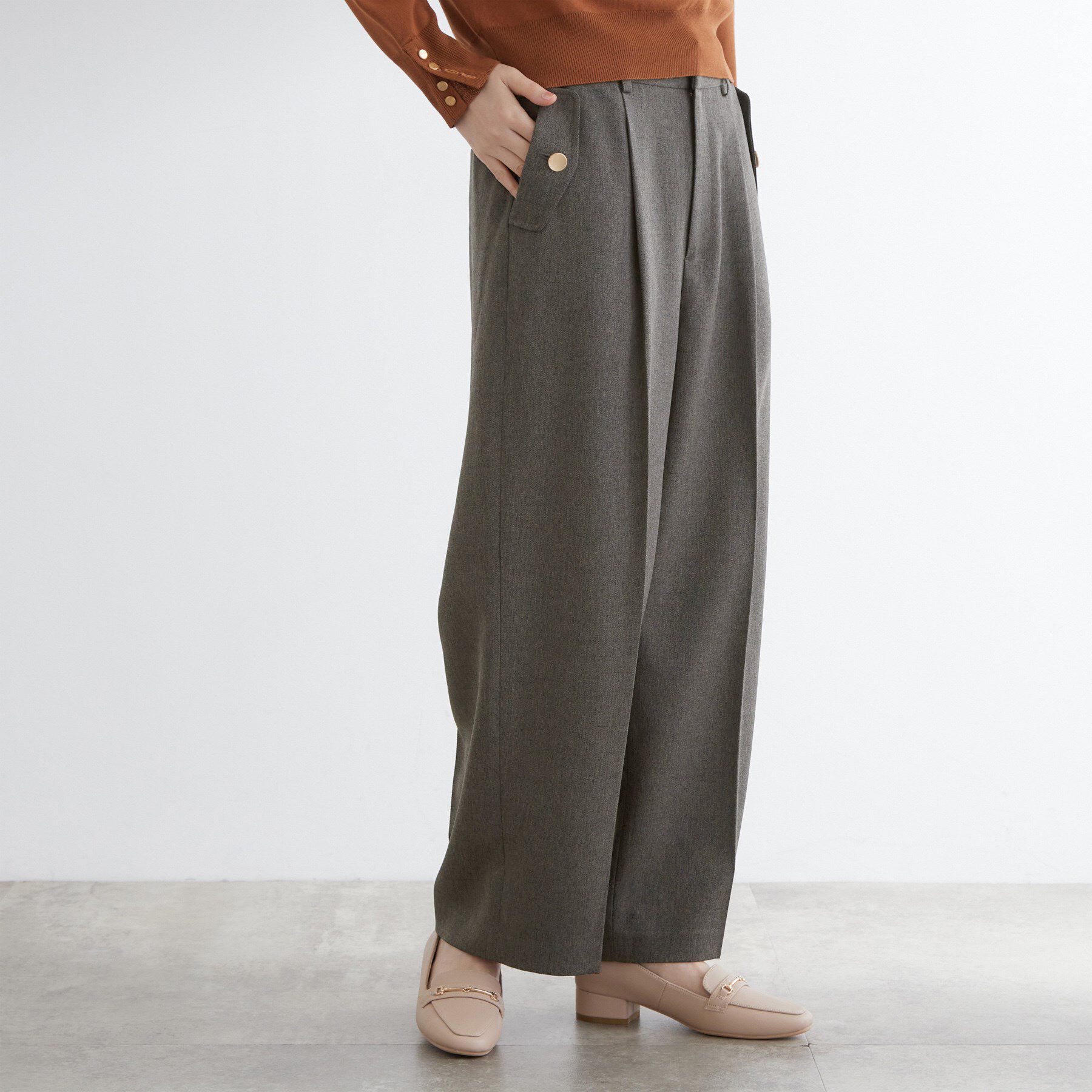 grove「【洗える】着回し優秀！フラップポケットワイドパンツ」|その他|チャコールグレー(0