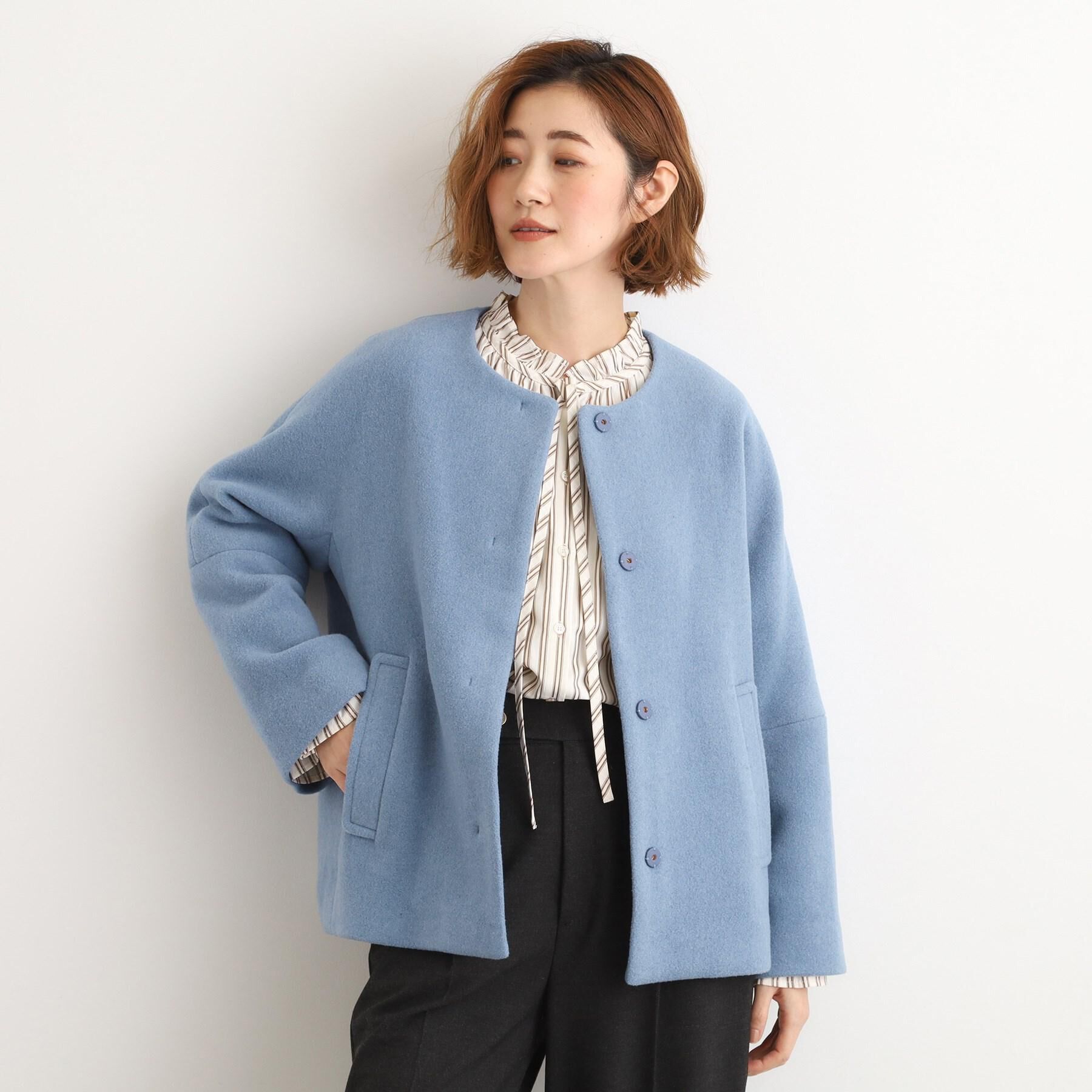 grove「【ウール混】軽やかに羽織れるショートコート」|ノーカラーコート|