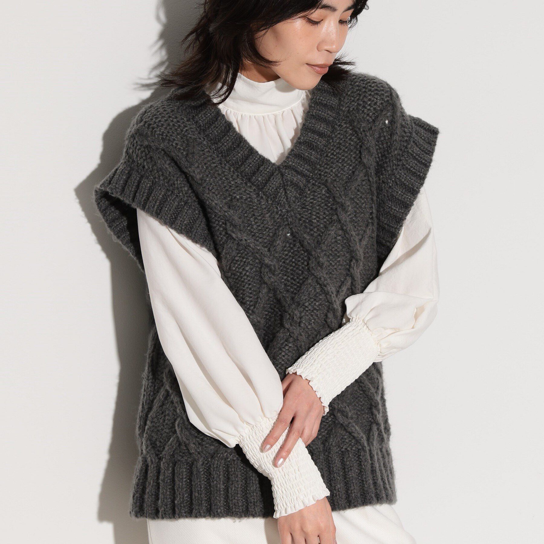 GALLEST「ケーブルニットベスト」|ベスト・ジレ|