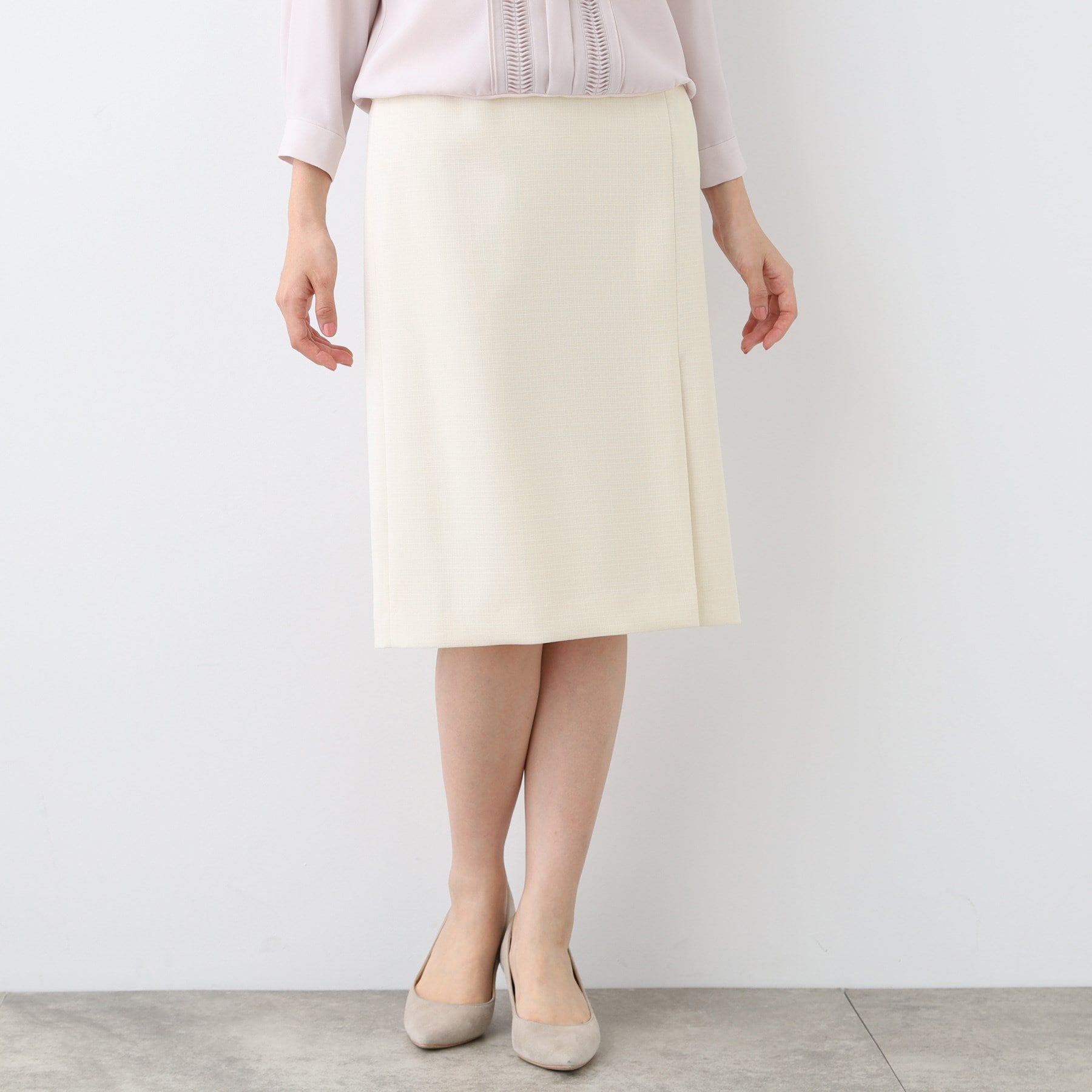 INDIVI「【洗える／スーツ】ストレートラインスカート」|スーツ|アイボリー(004)