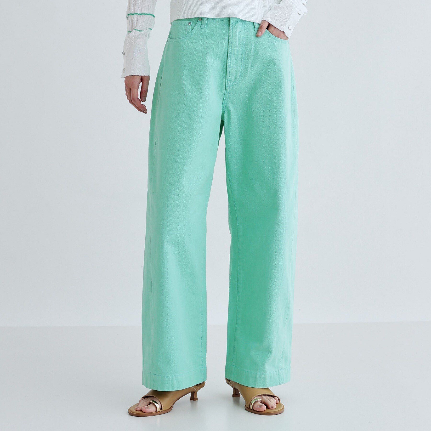 GALLEST「ワイドシームデニム」|デニム|ミントグリーン(02