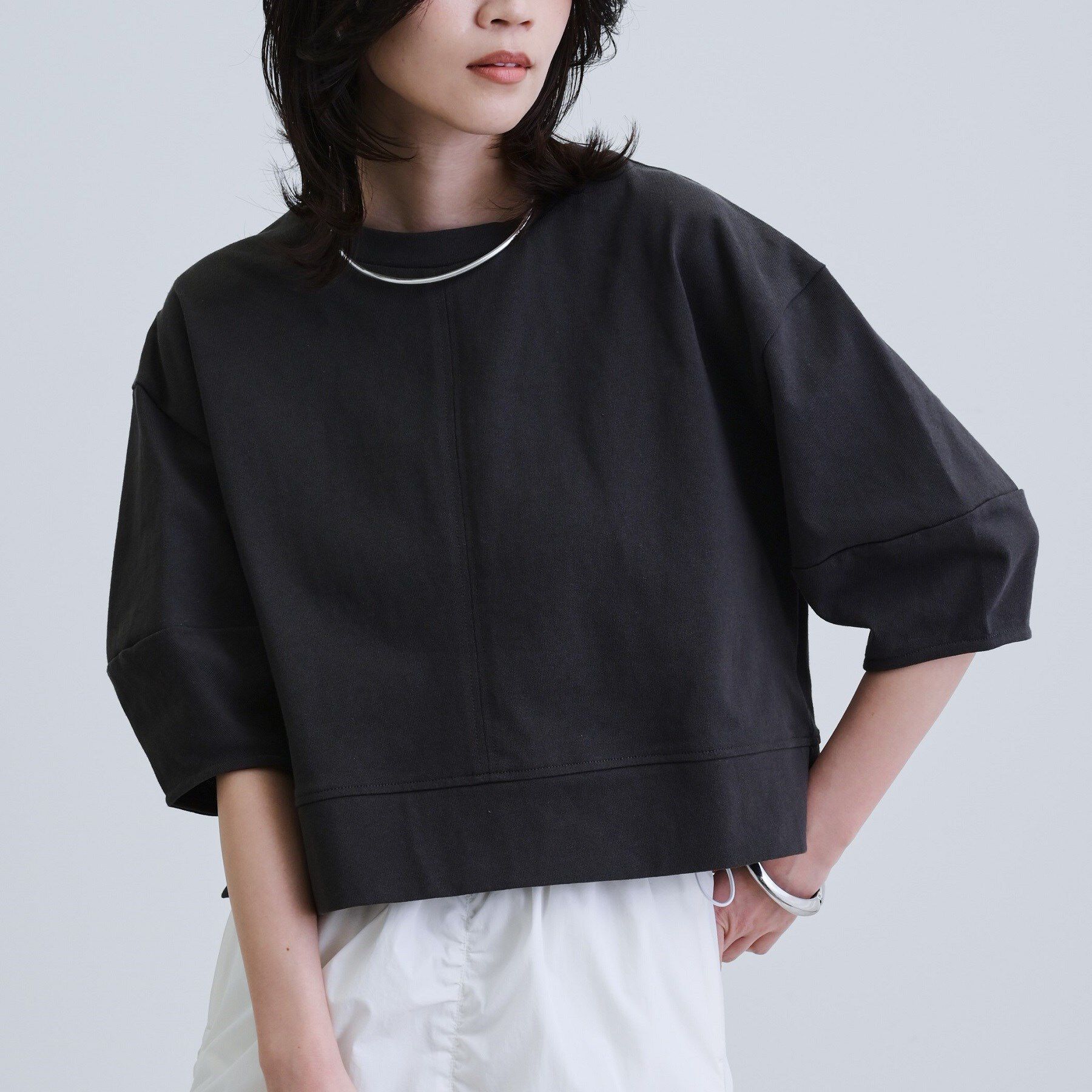 GALLEST「【再入荷】フォルムスリーブカットソー」|Tシャツ・カットソー|チャコールグレー(0