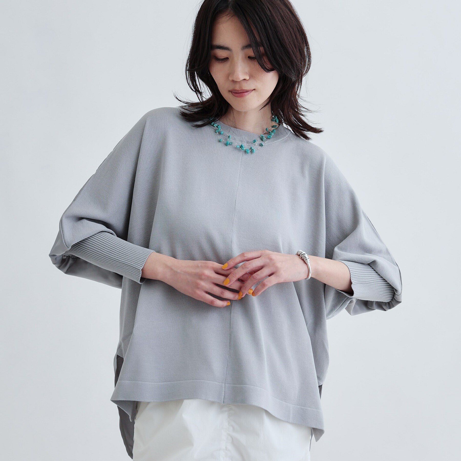 GALLEST「サテンバックドルマンニット」|ニット・セーター|ライトグレー(011