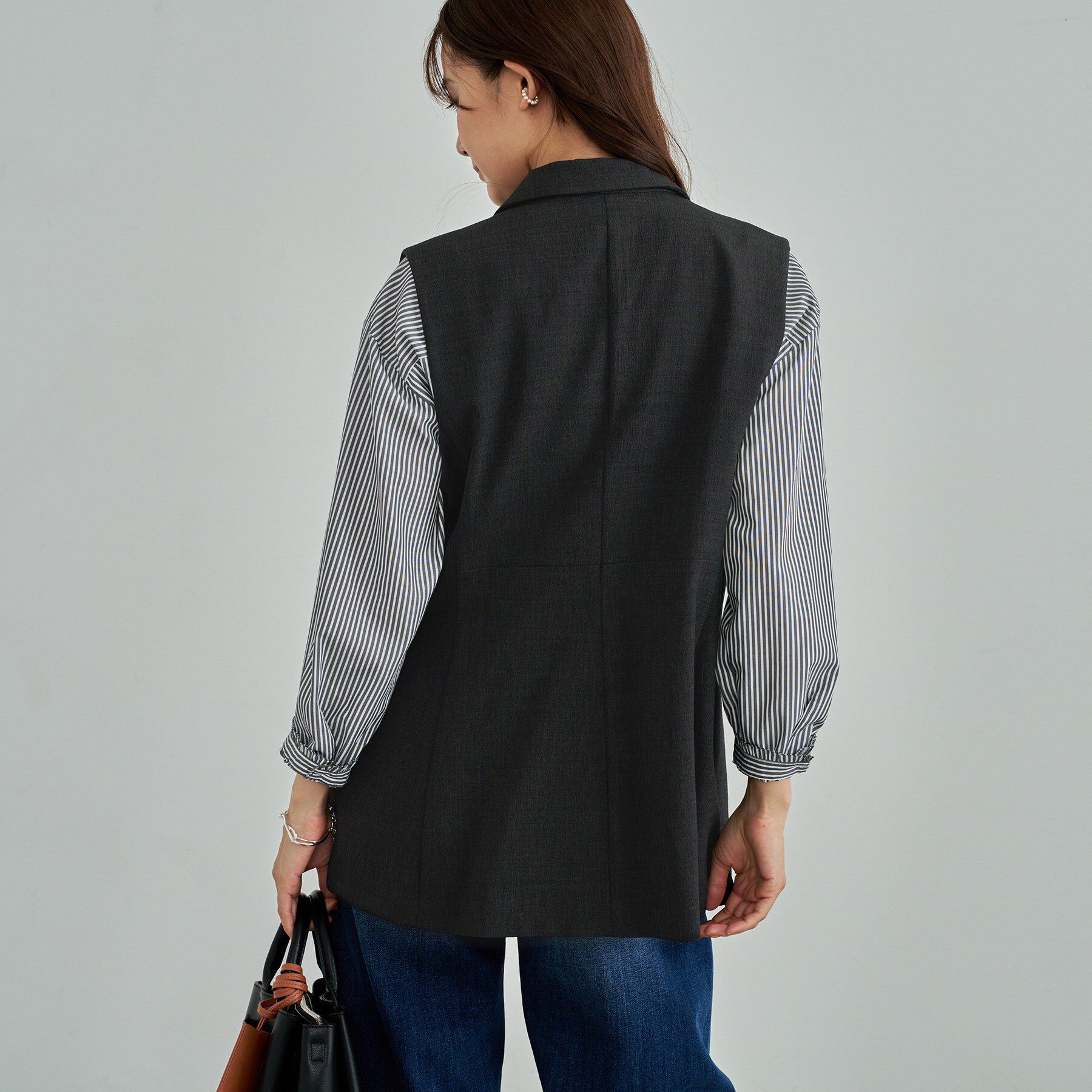 INDIVI「【セットアップ可能】凹凸ストレッチ素材テーラードカラージレジャケット」|テーラードジャケット|