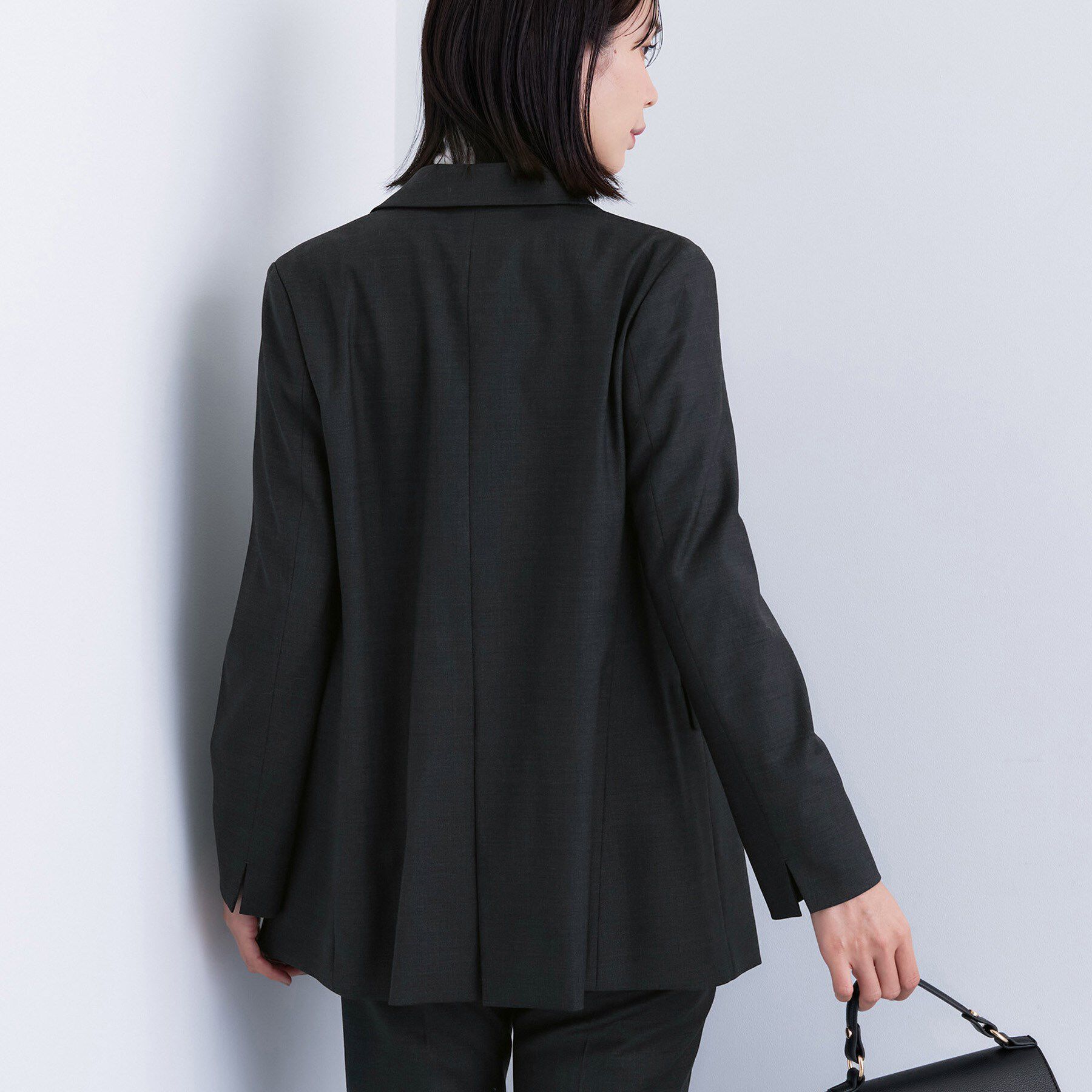 INDIVI「【日本製／スーツ／通勤】シルクウールストレッチ ダブルジャケット」|テーラードジャケット|