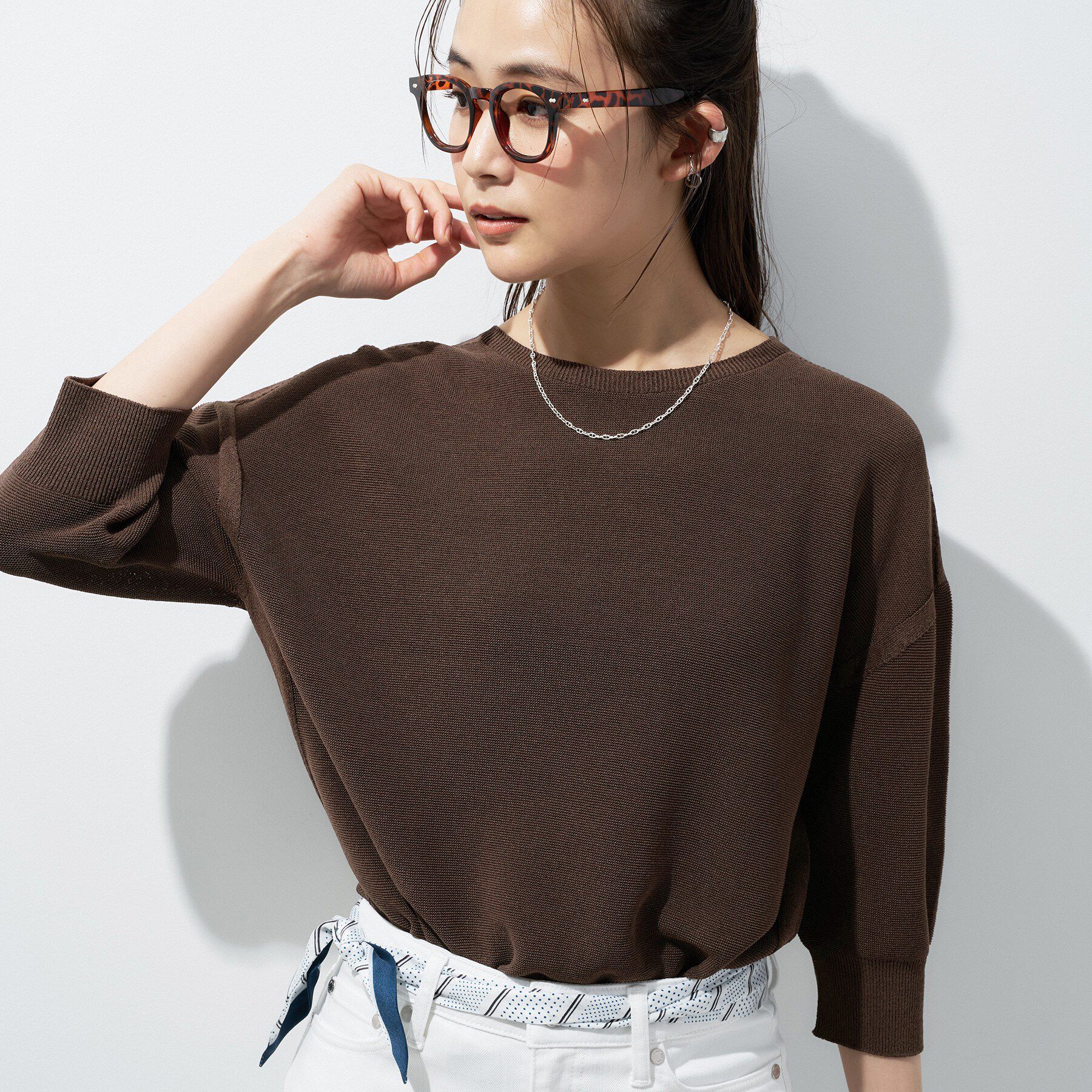 INDIVI「【洗える／ドライタッチ／和紙混】ガーター編みニット」|ニット・セーター|