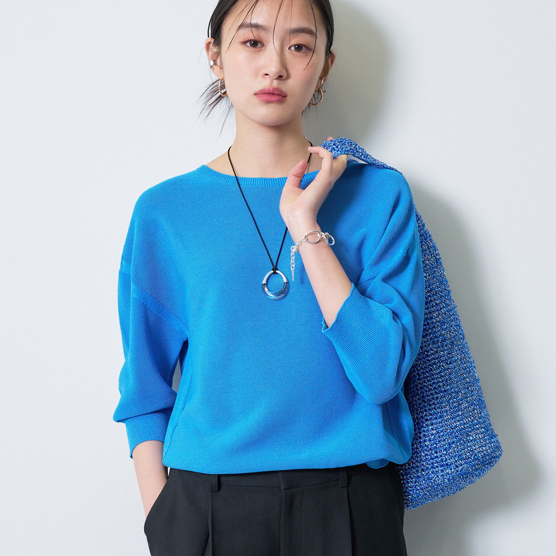 INDIVI「【洗える／ドライタッチ／和紙混】ガーター編みニット」|ニット・セーター|