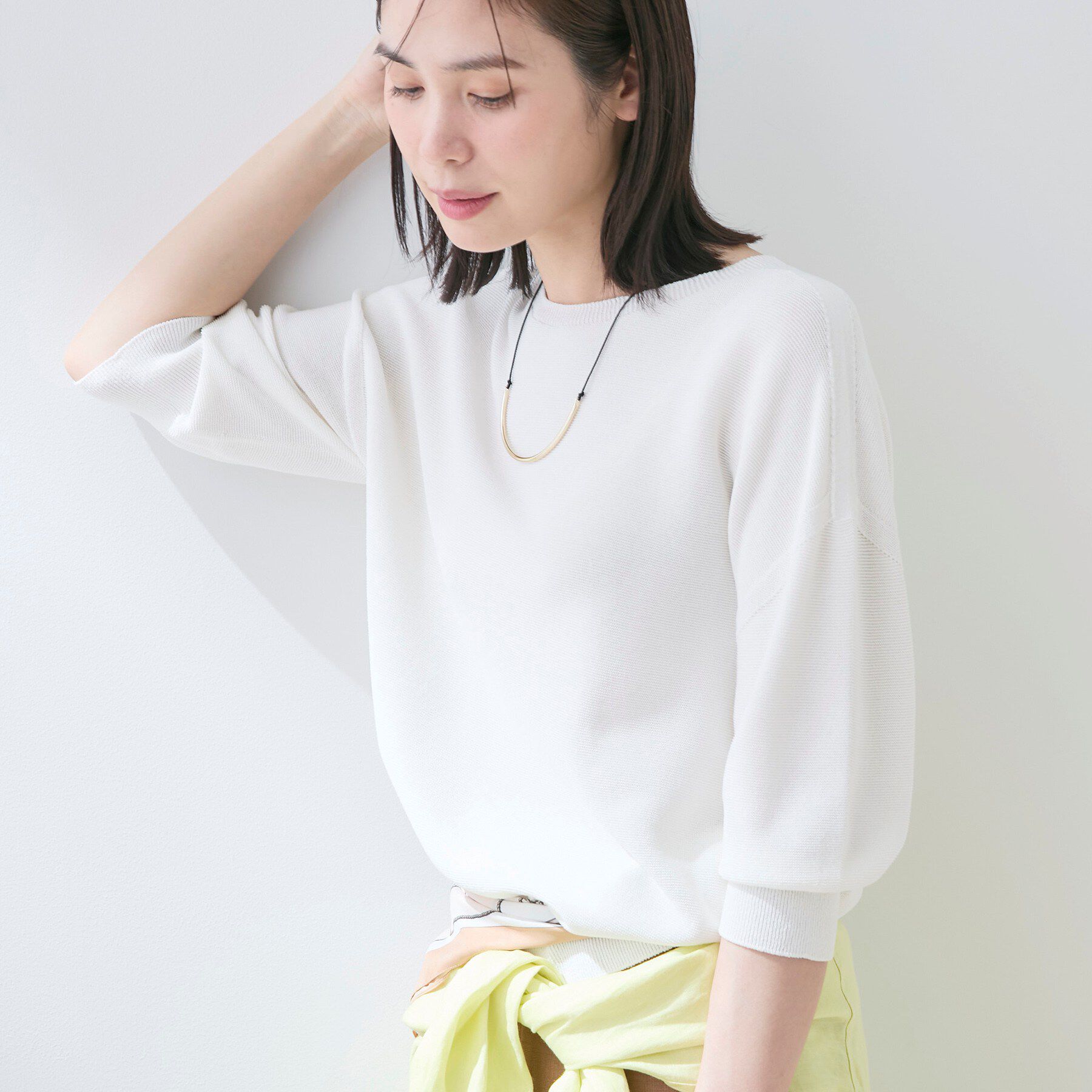 INDIVI「【洗える／ドライタッチ／和紙混】ガーター編みニット」|ニット・セーター|