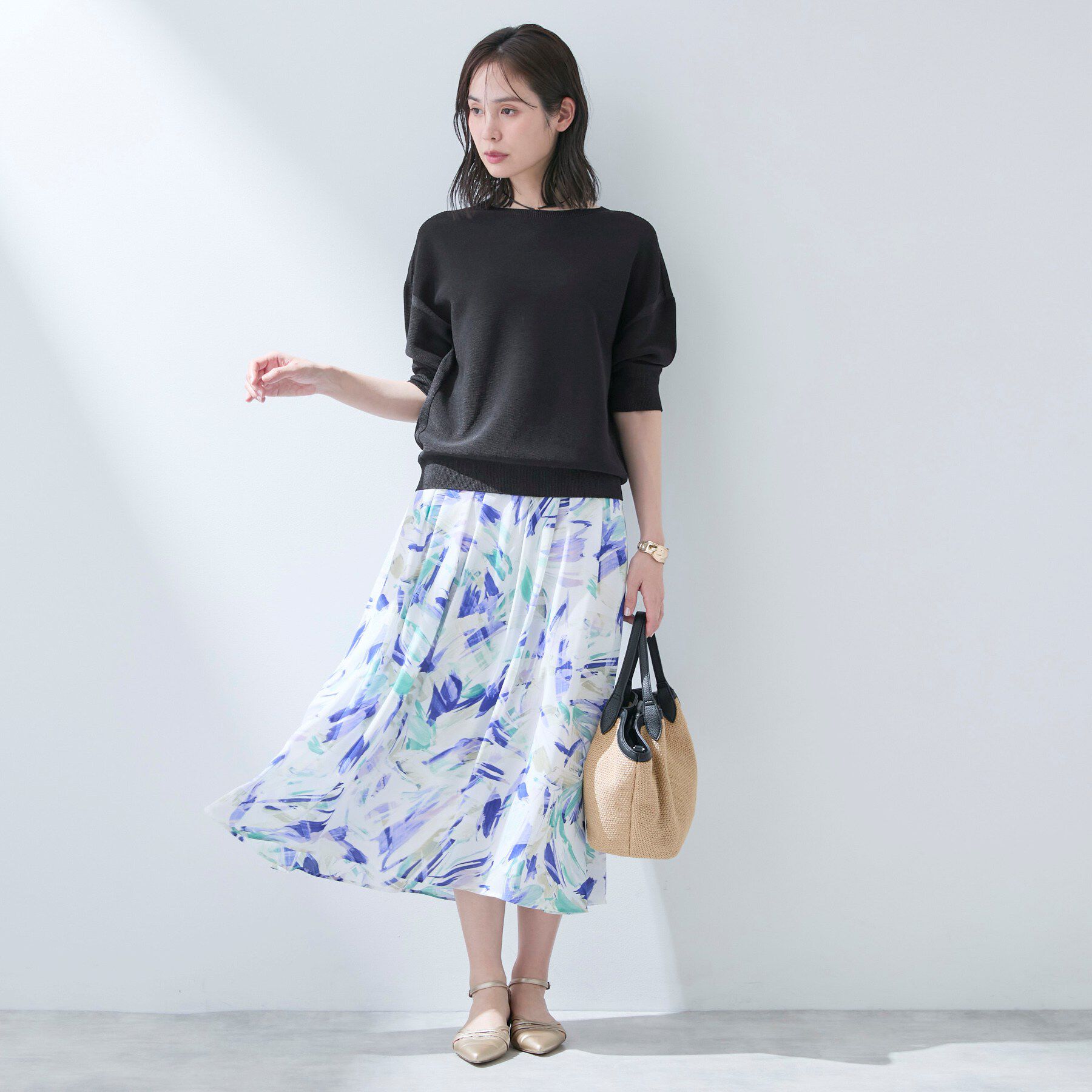 INDIVI「【洗える／ドライタッチ／和紙混】ガーター編みニット」|ニット・セーター|