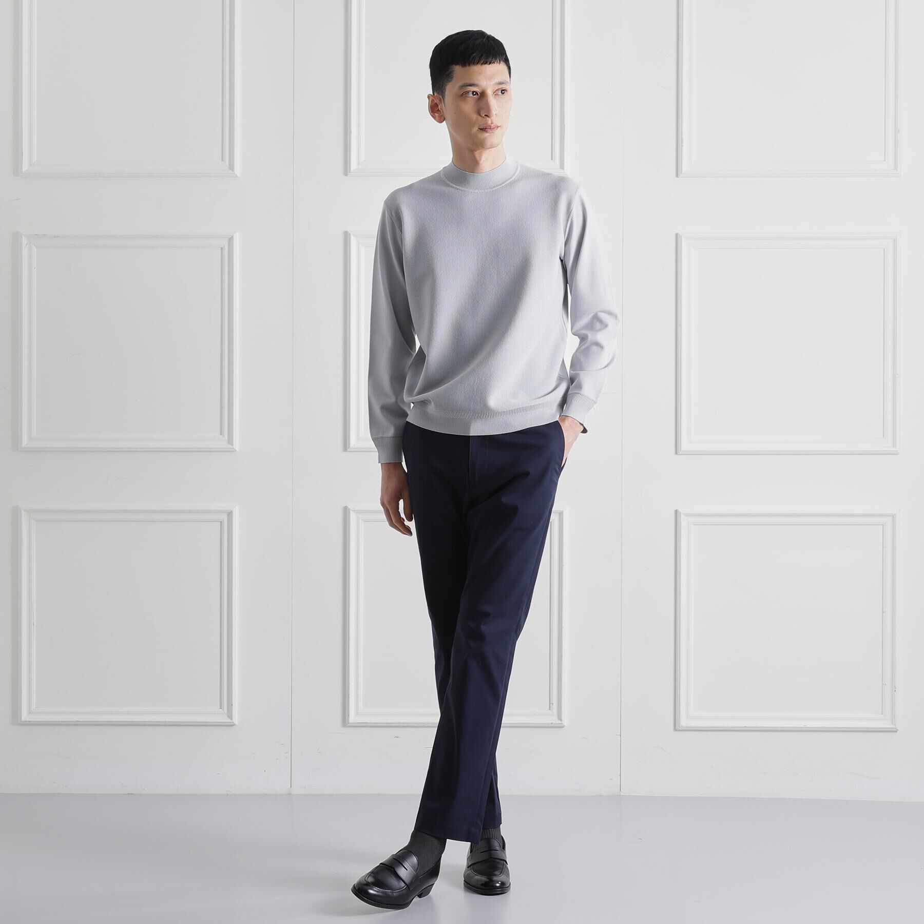 TAKEO KIKUCHI「モックネック 鹿の子 ニット プルオーバー」|ニット・セーター|