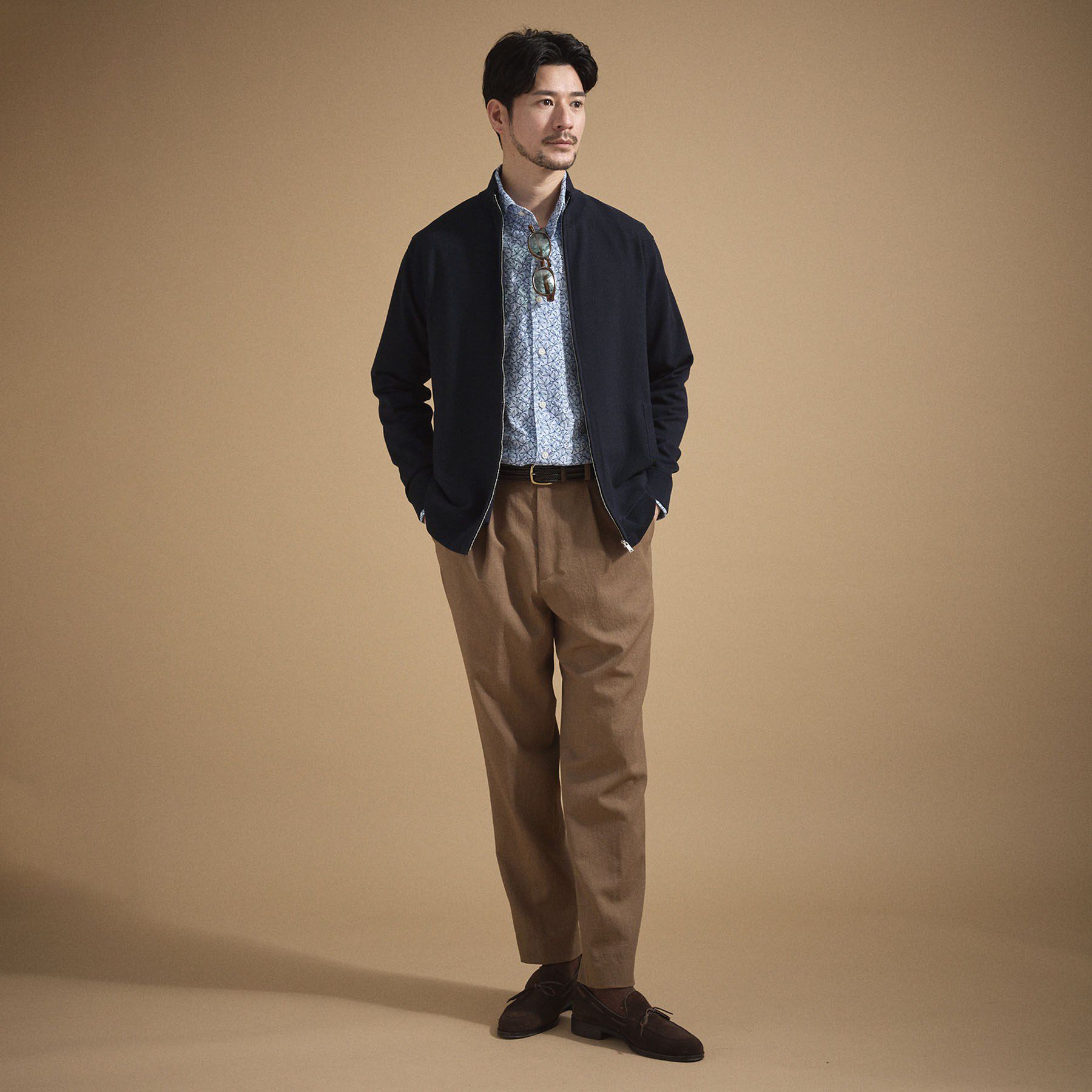 TAKEO KIKUCHI「ジップアップ 鹿の子 ニット」|ニット・セーター|