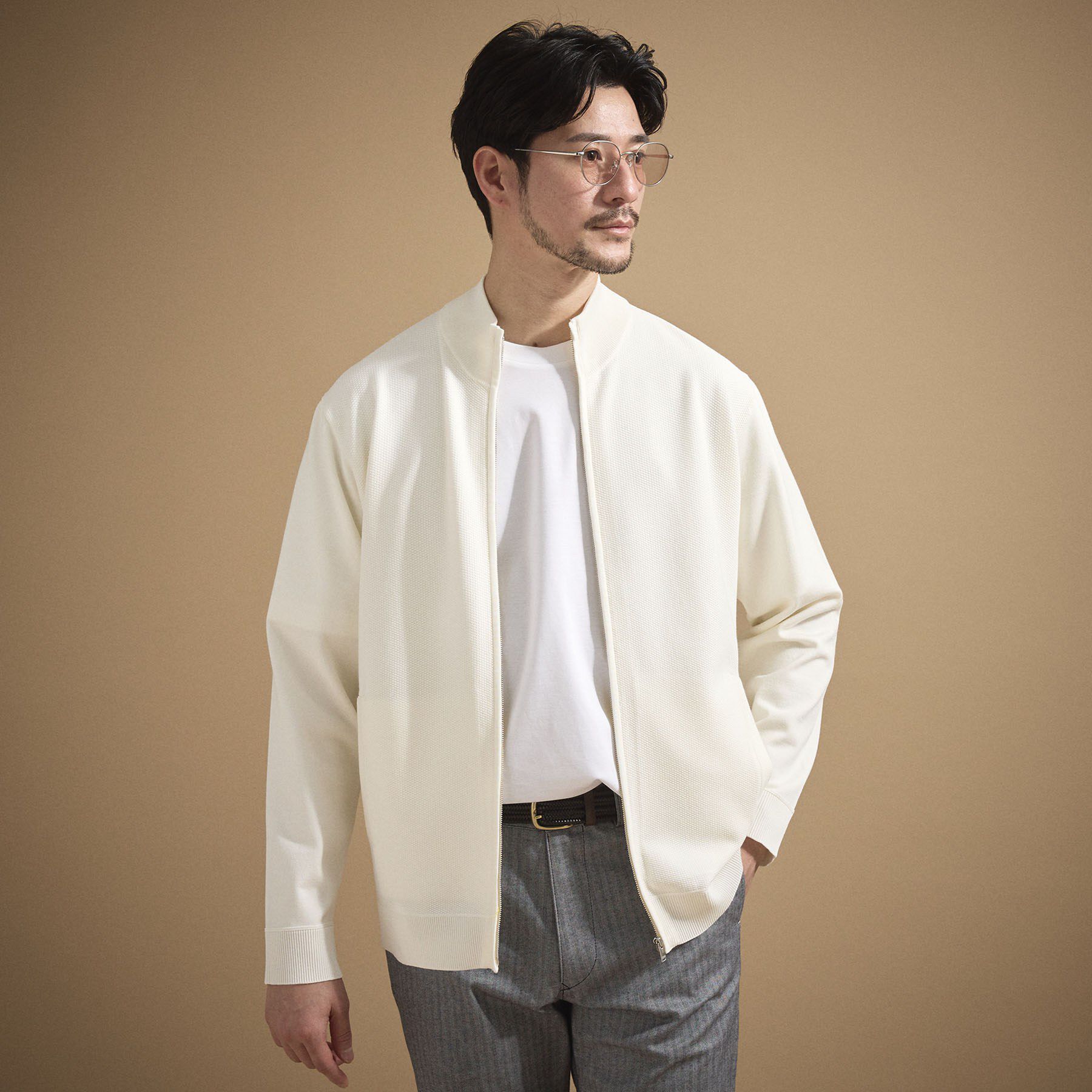 TAKEO KIKUCHI「ジップアップ 鹿の子 ニット」|ニット・セーター|