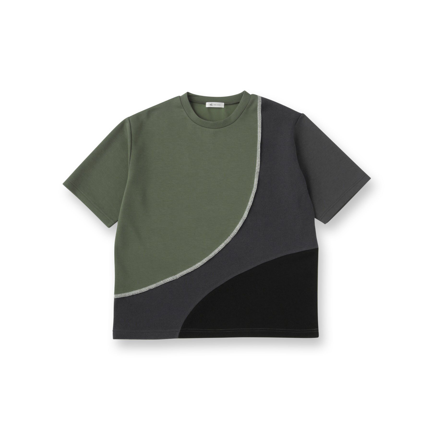 tk.TAKEO KIKUCHI「ニットドッキングカーブスイッチカットソー」|Tシャツ・カットソー|