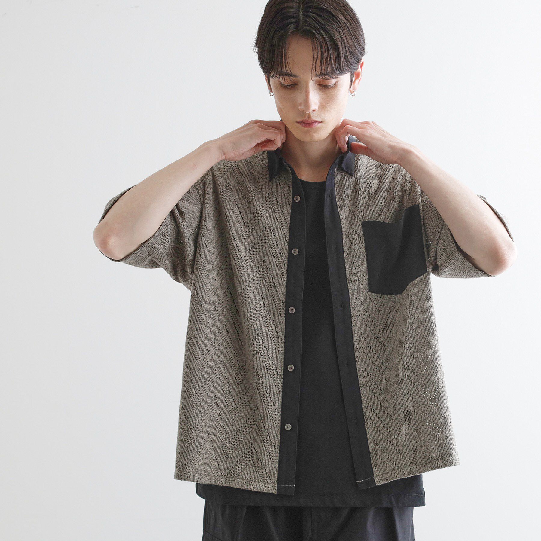 tk.TAKEO KIKUCHI「ダブルレース5分袖シャツ」|シャツ・ブラウス|