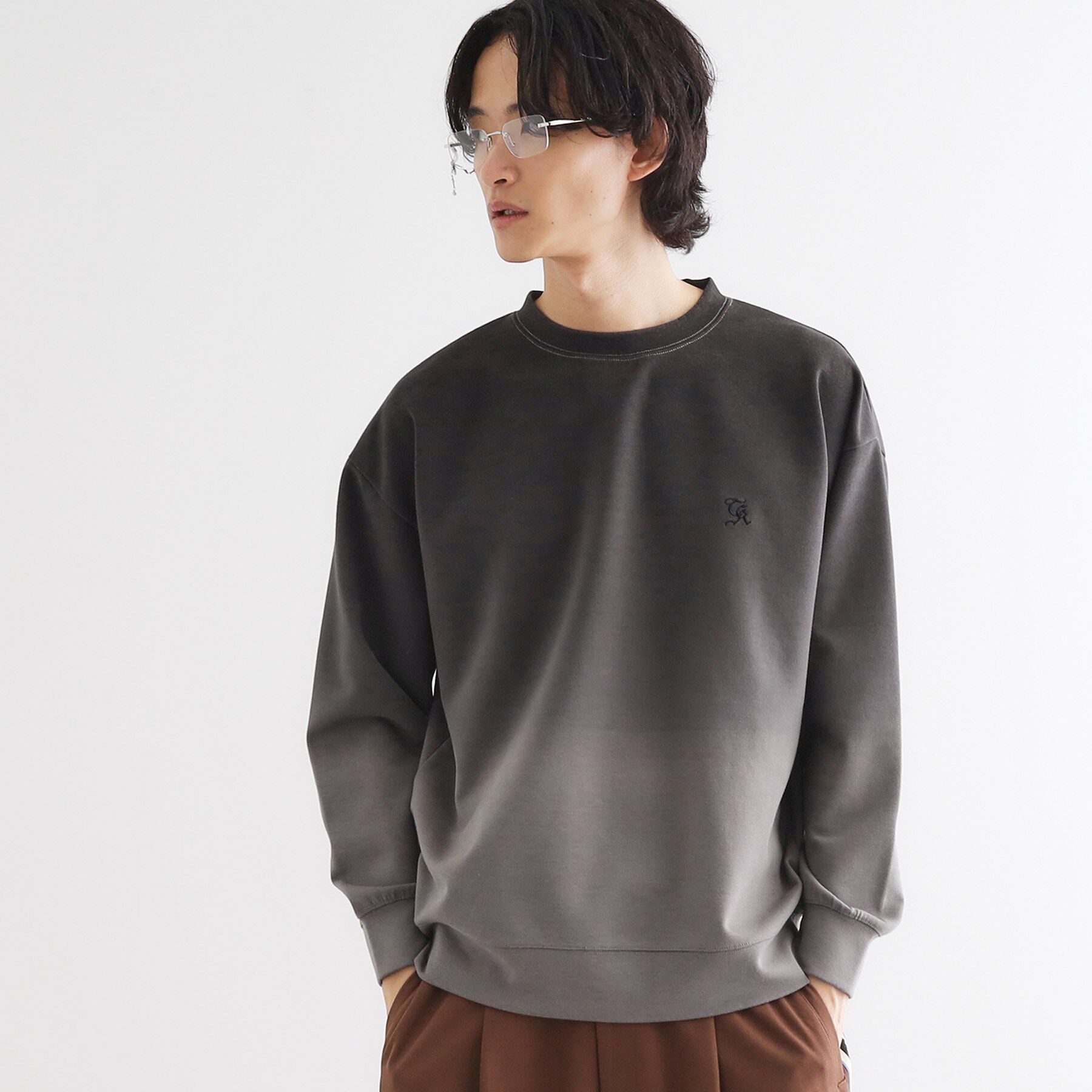 tk.TAKEO KIKUCHI「グラデーションダイ・ダンボールスウェット」|パーカー|チャコールグレー(0