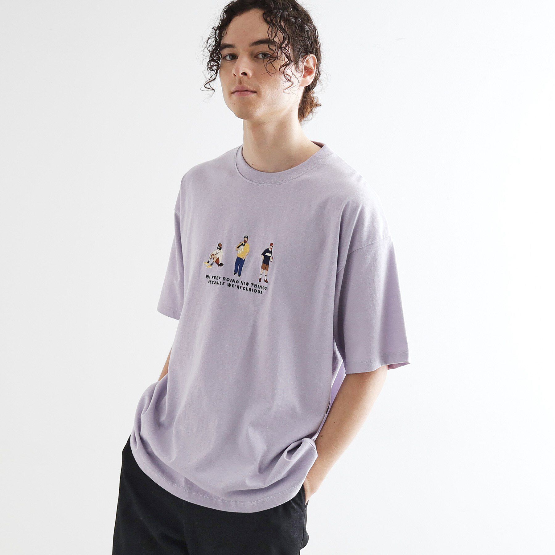 tk.TAKEO KIKUCHI「ピープル刺繍Tシャツ」|Tシャツ・カットソー|ラベンダー(080)