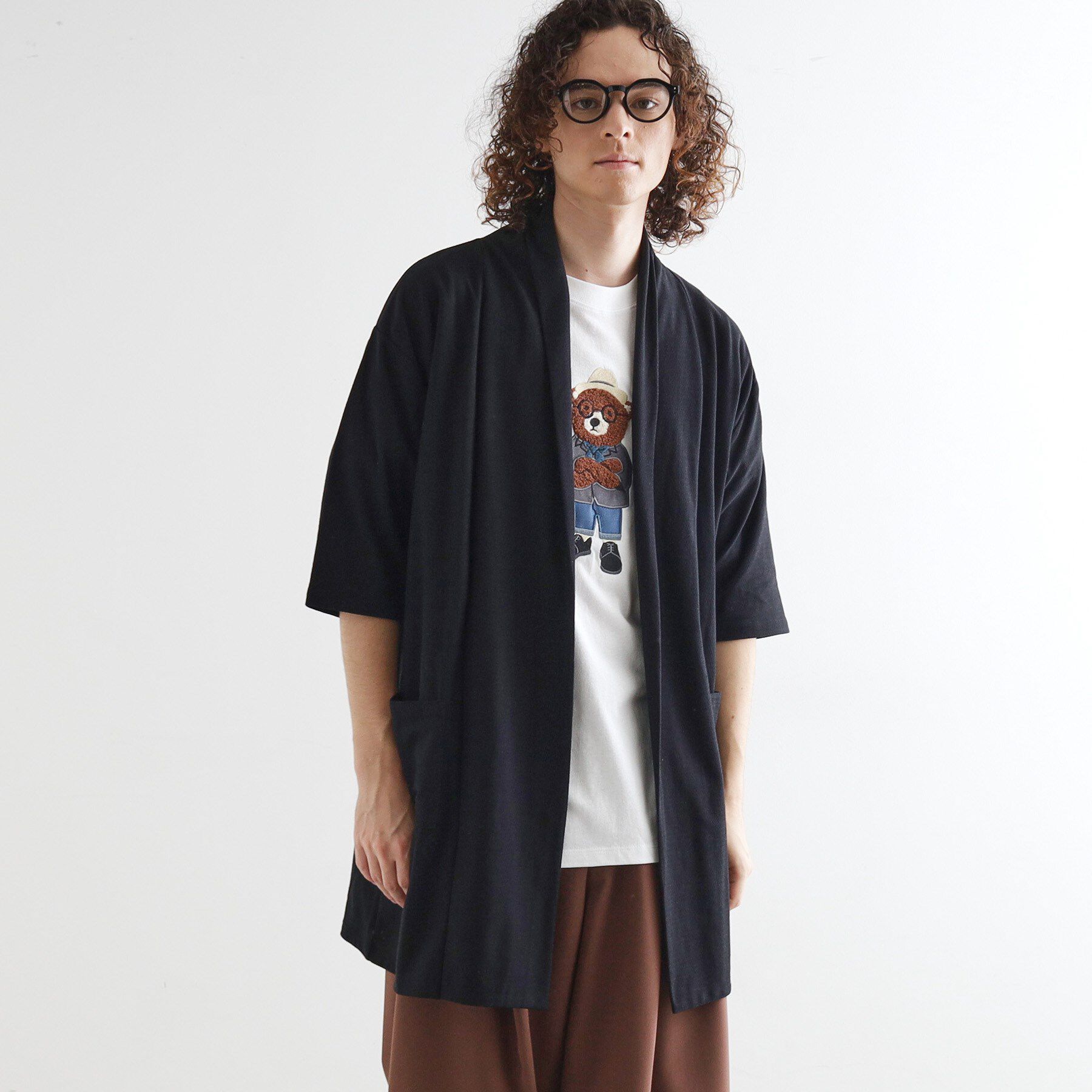 tk.TAKEO KIKUCHI「ショールロングコーディガン」|カーディガン|ブラック(019)