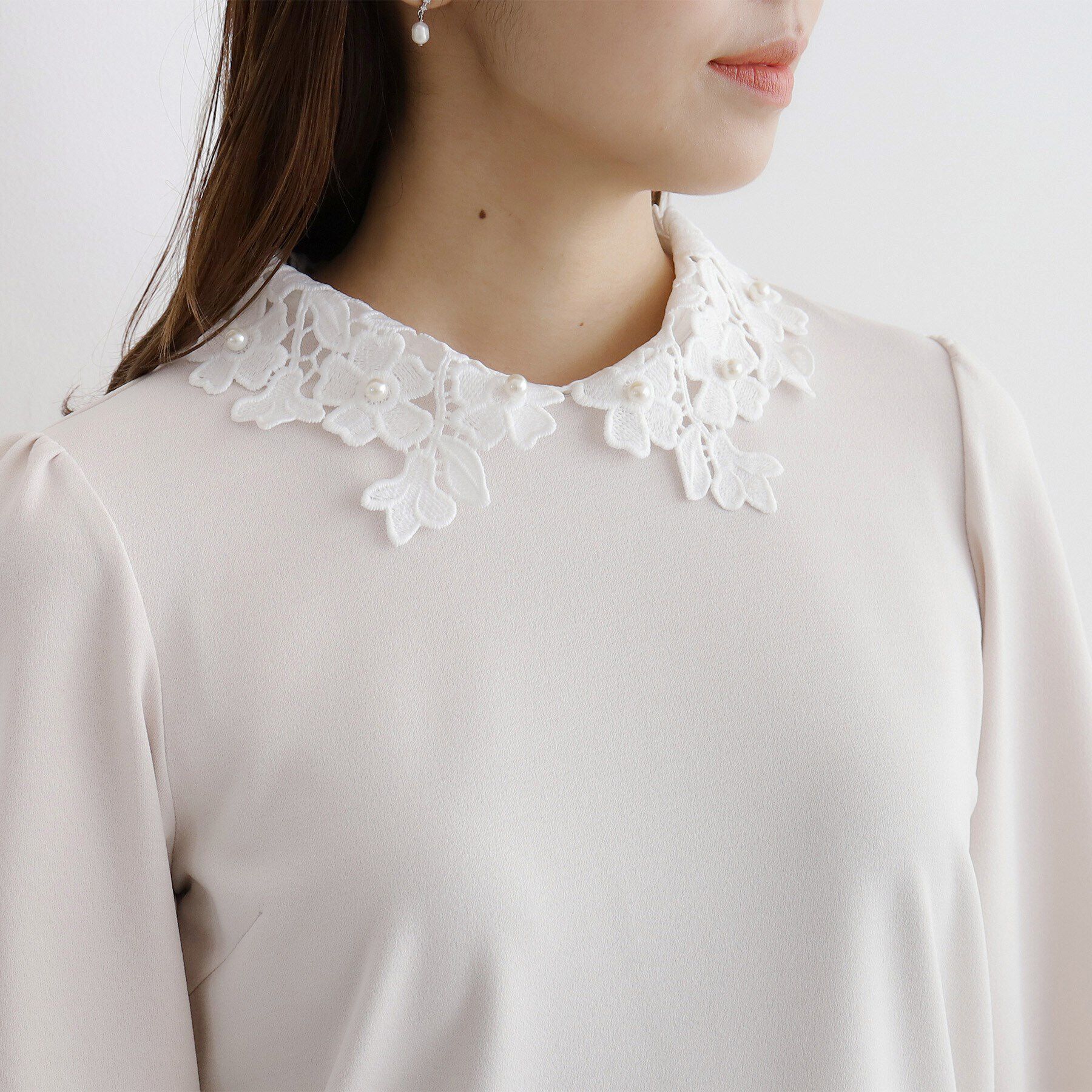 index「衿取り外し２WAY フラワーカラートップス【洗濯機洗い可/ストレッチ】」|シャツ・ブラウス|