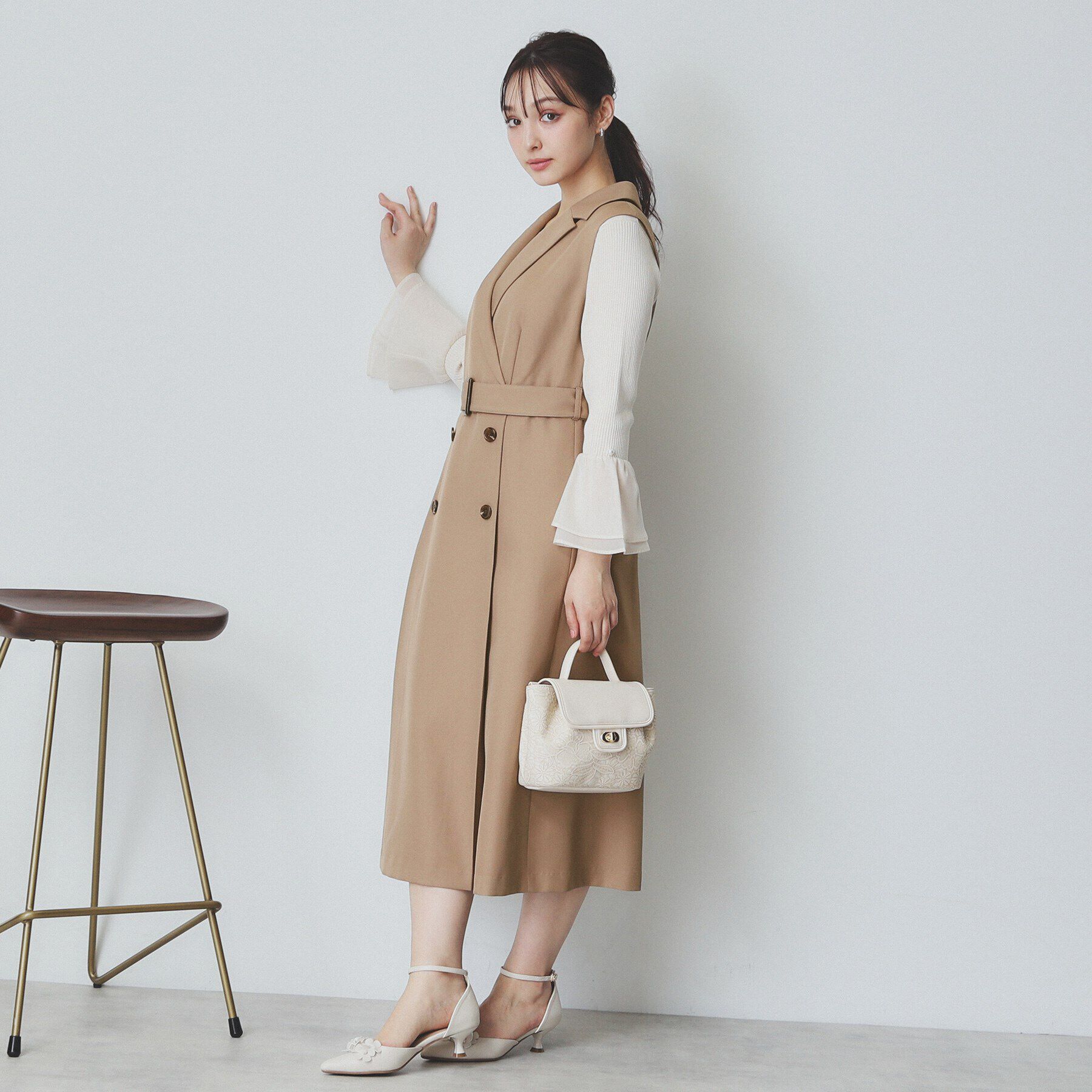 index「衿付きトレンチワンピース【洗濯機洗い可/防シワ/イージーアイロン】」|ワンピース|