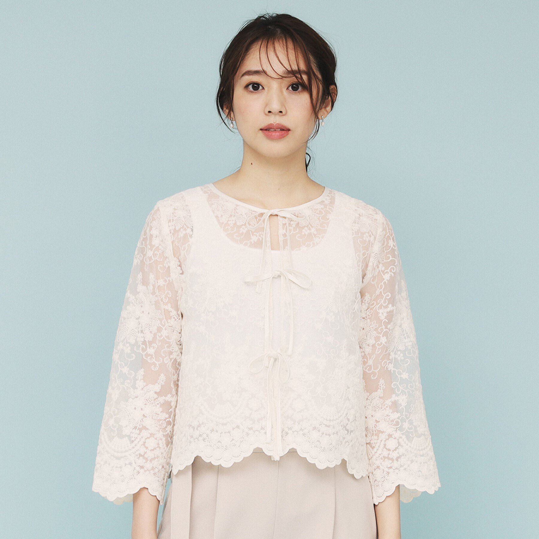 index「刺繍リボンシアーブラウス【洗濯機洗い可】」|シャツ・ブラウス|