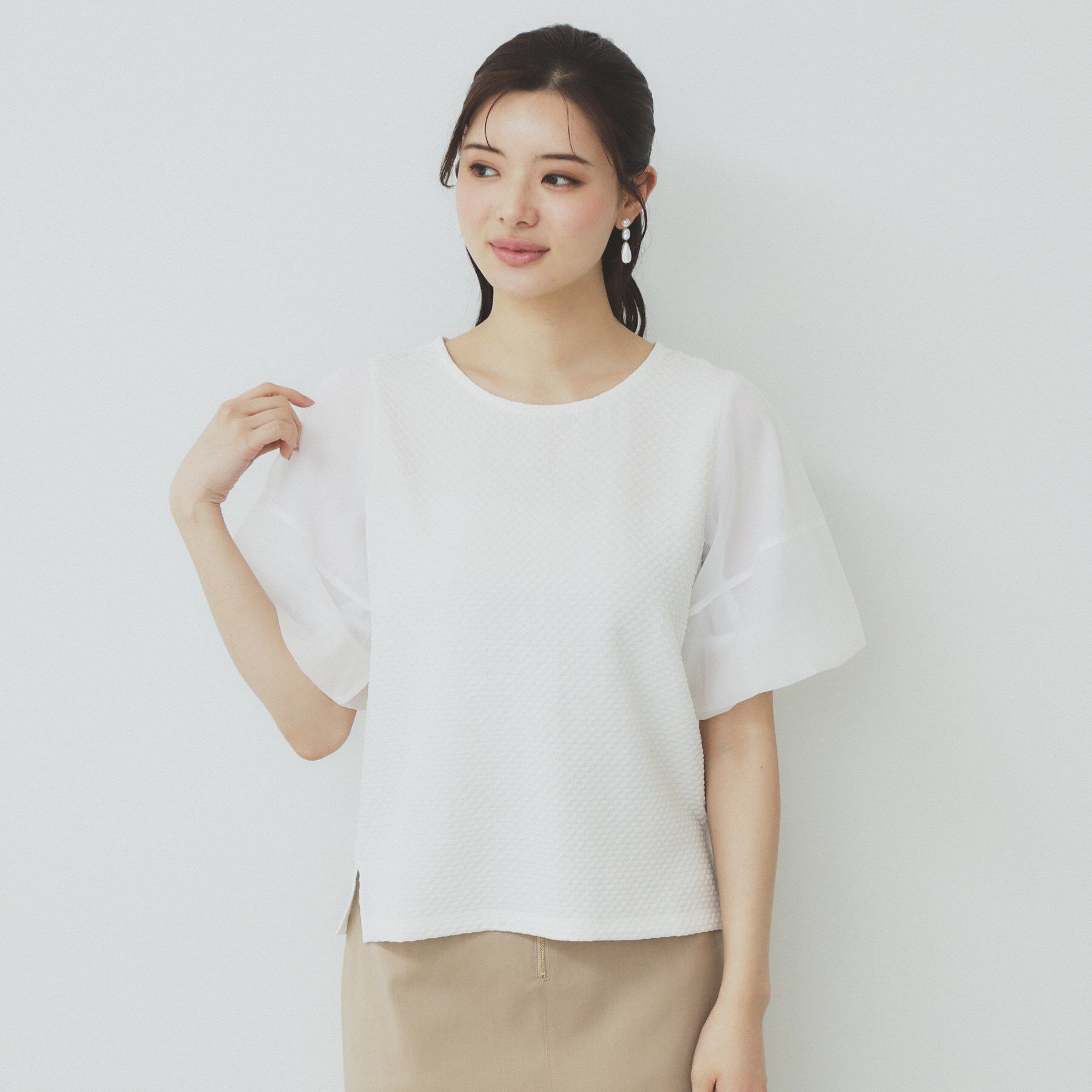 index「シアーバルーンスリーブトップス【洗濯機洗い可】」|Tシャツ・カットソー|