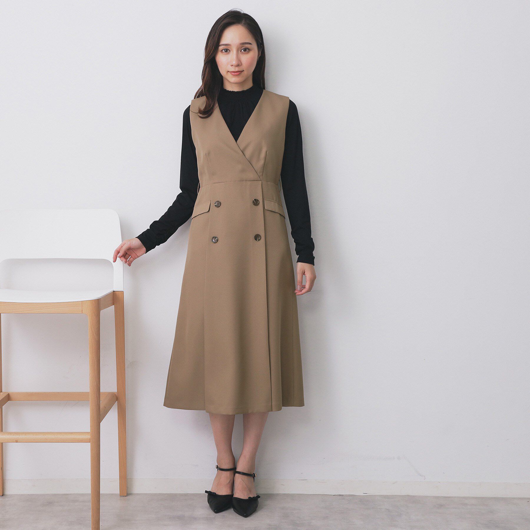 index「トレンチディティールワンピース【洗濯機OK/イージーアイロン/防シワ】」|ワンピース|