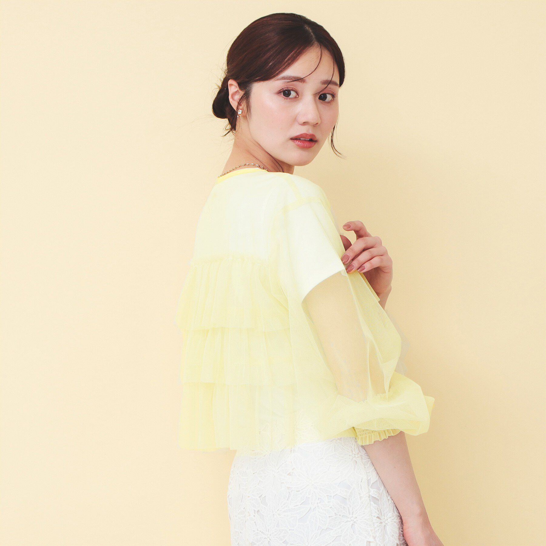 index「チュール3段フリルカーディガン【洗濯機OK】」|カーディガン|