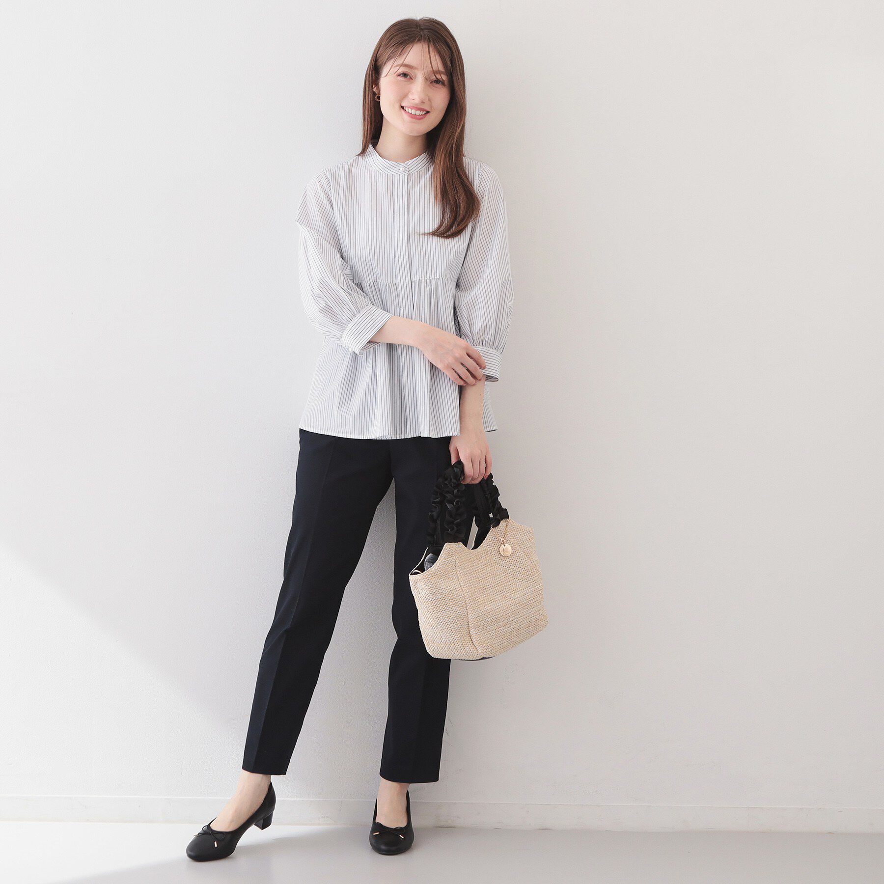 index「2WAYペプラムブラウス/ボウタイ取り外し可【洗濯機OK/イージーアイロン/防シワ】《XS～LL/8」|シャツ・ブラウス|