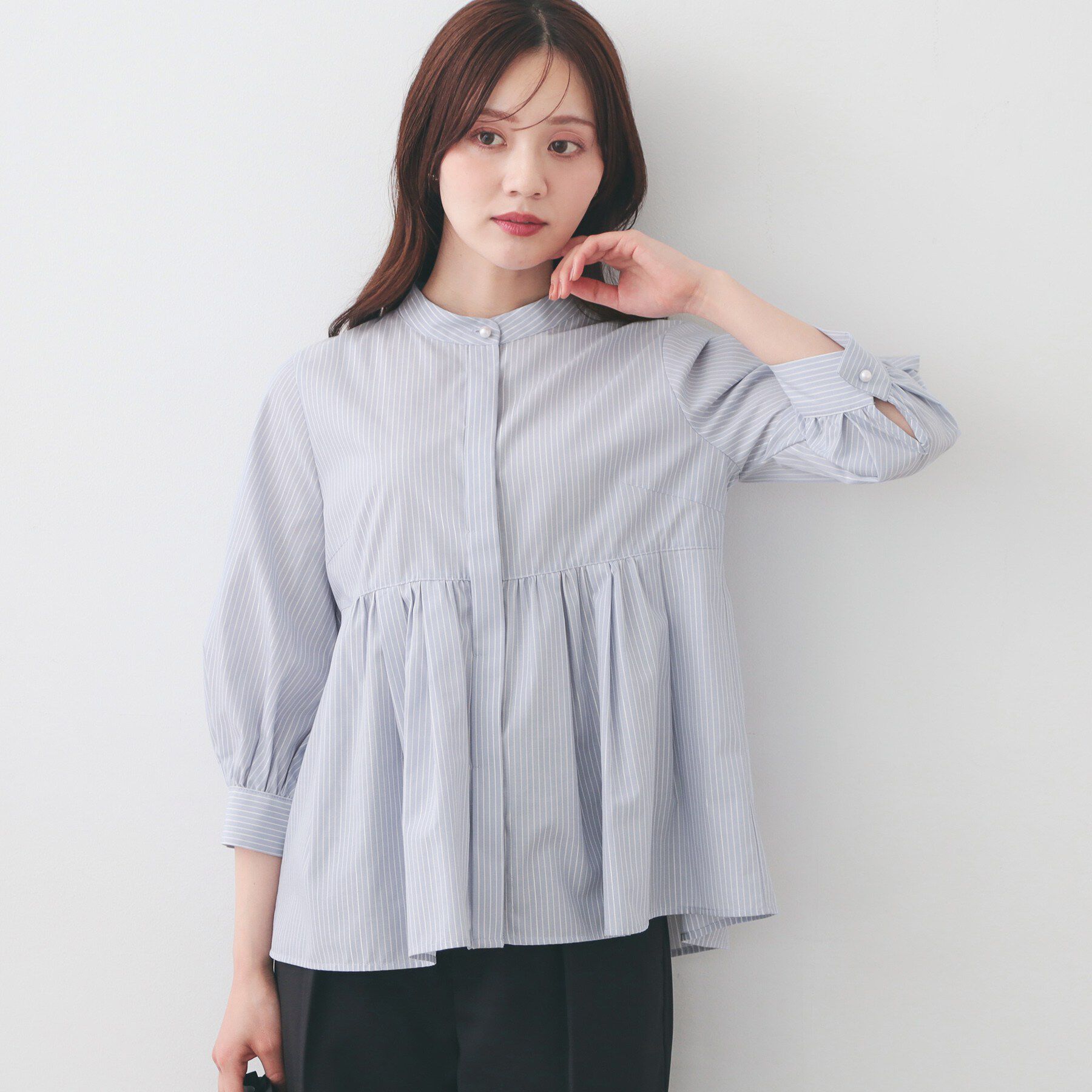 index「2WAYペプラムブラウス/ボウタイ取り外し可【洗濯機OK/イージーアイロン/防シワ】《XS～LL/8」|シャツ・ブラウス|