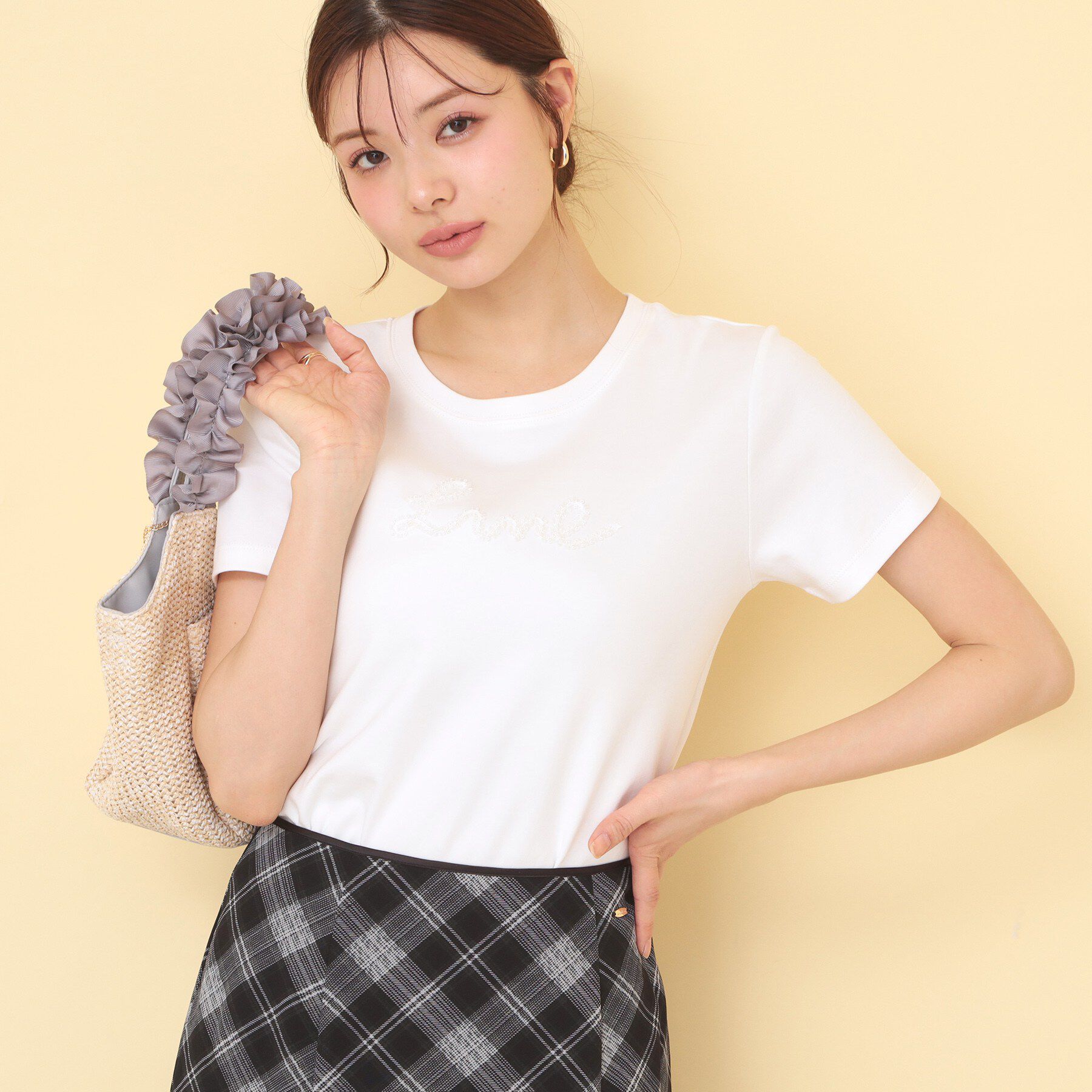 index「リボンテープロゴTシャツ【洗濯機OK／接触冷感／UVケア】」|Tシャツ・カットソー|オフホワイト(003