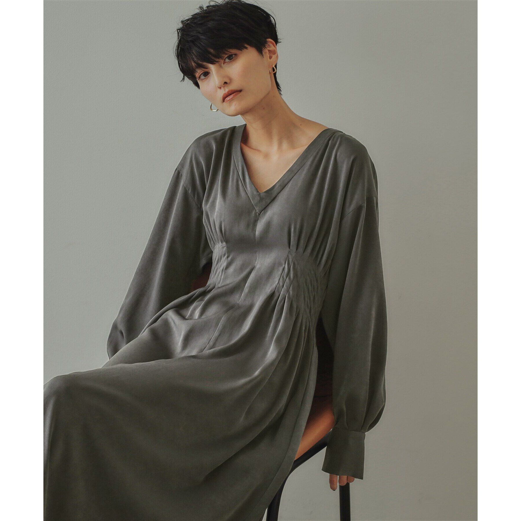 OPAQUE.CLIP「【大草直子さんコラボ】ウエストタックワンピース」|ワンピース|