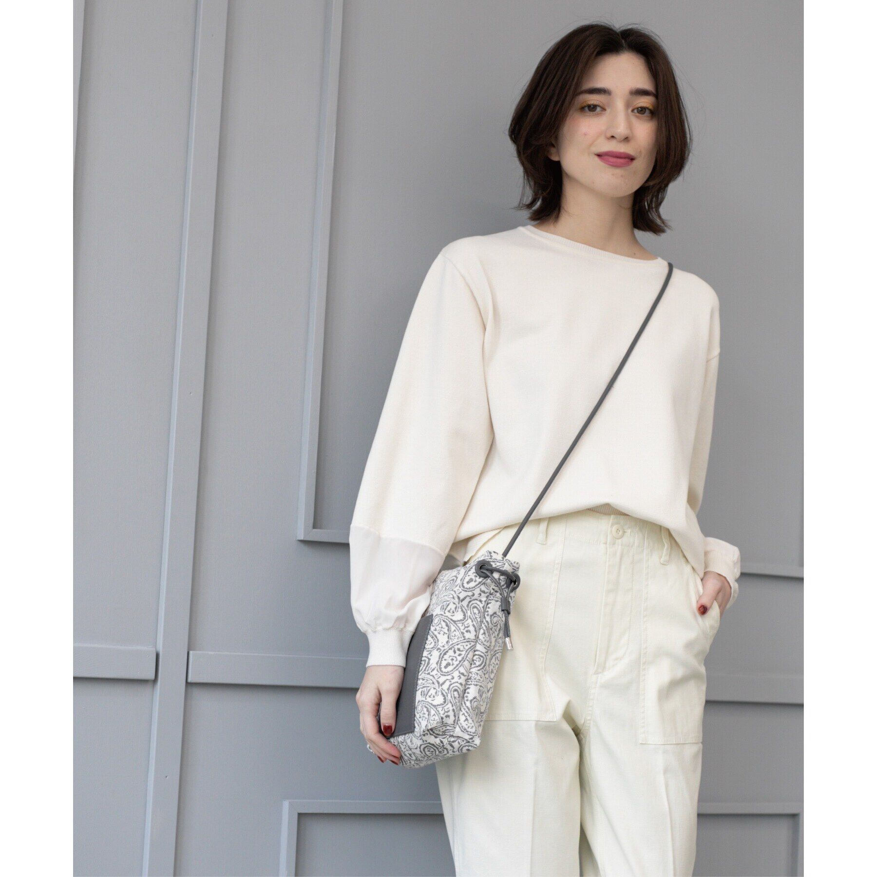 OPAQUE.CLIP「ジョーゼット切替スリーブニット【洗濯機洗い可】」|ニット・セーター|