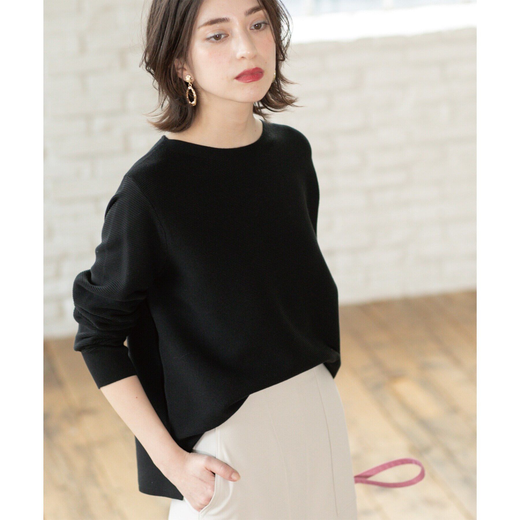 OPAQUE.CLIP「ボートネックニット/オーガニックコットン混【UV/洗濯機洗い可】」|ニット・セーター|