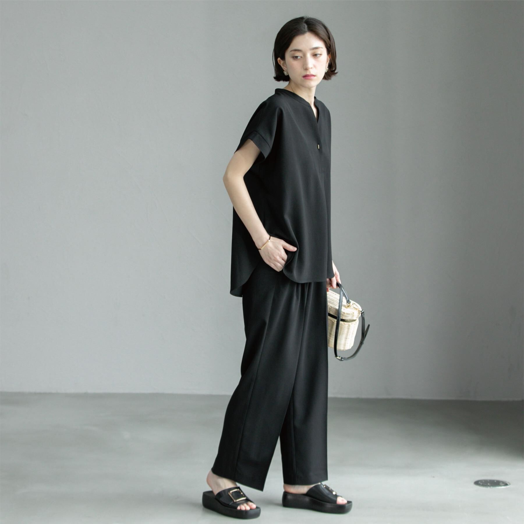 OPAQUE.CLIP「《6色展開/丈が選べる》美脚イージーワイドパンツ/セットアップ対応【ストレッチ/洗濯機洗い可/防シワ」|その他|