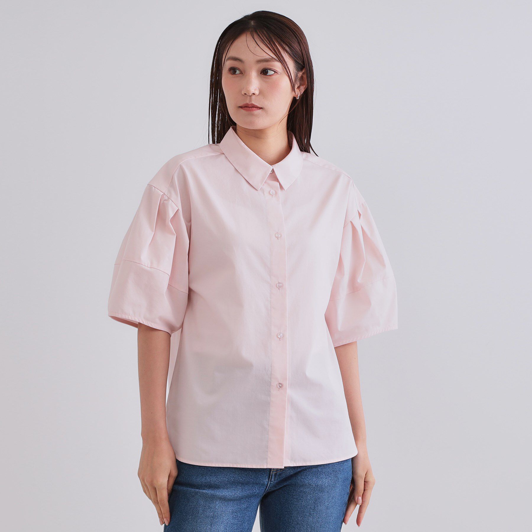 OPAQUE.CLIP「《美人百花掲載》ランタンスリーブシャツ【洗濯機洗い可】」|シャツ・ブラウス|