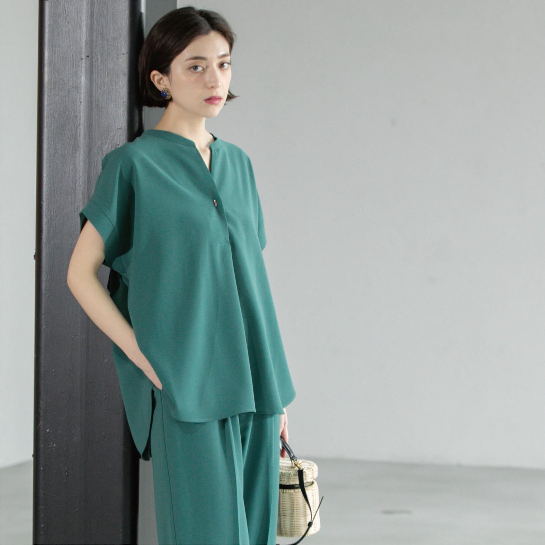 OPAQUE.CLIP「《7色展開/SS-LLサイズ》ストレッチスキッパーブラウス/セットアップ対応【洗濯機洗い可/防シワ】」|シャツ・ブラウス|