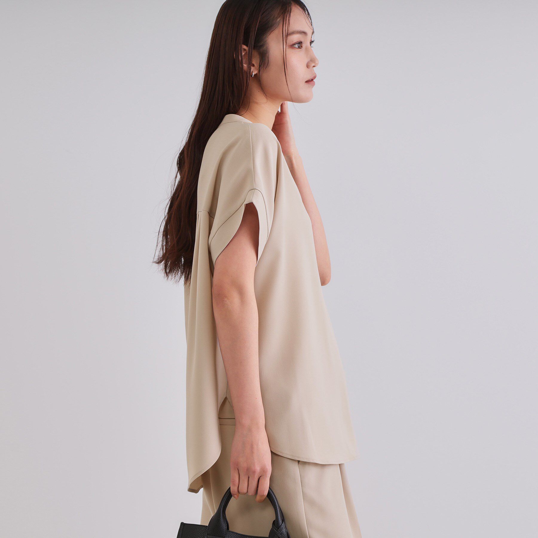 OPAQUE.CLIP「《7色展開/SS-LLサイズ》ストレッチスキッパーブラウス/セットアップ対応【洗濯機洗い可/防シワ】」|シャツ・ブラウス|