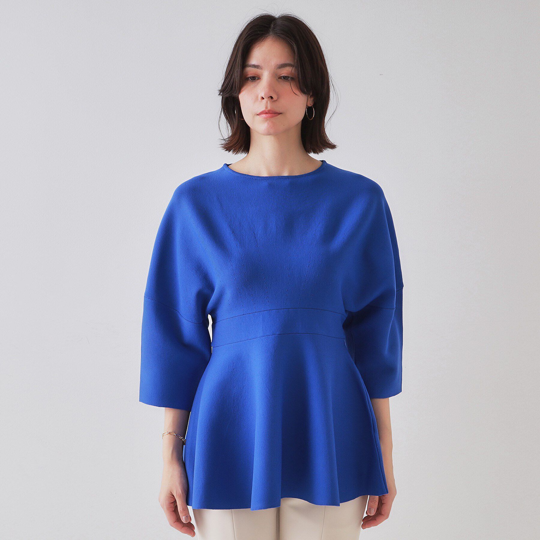 OPAQUE.CLIP「ランタンスリーブペプラムデザインニット【洗濯機洗い可/抗ピル】」|ニット・セーター|