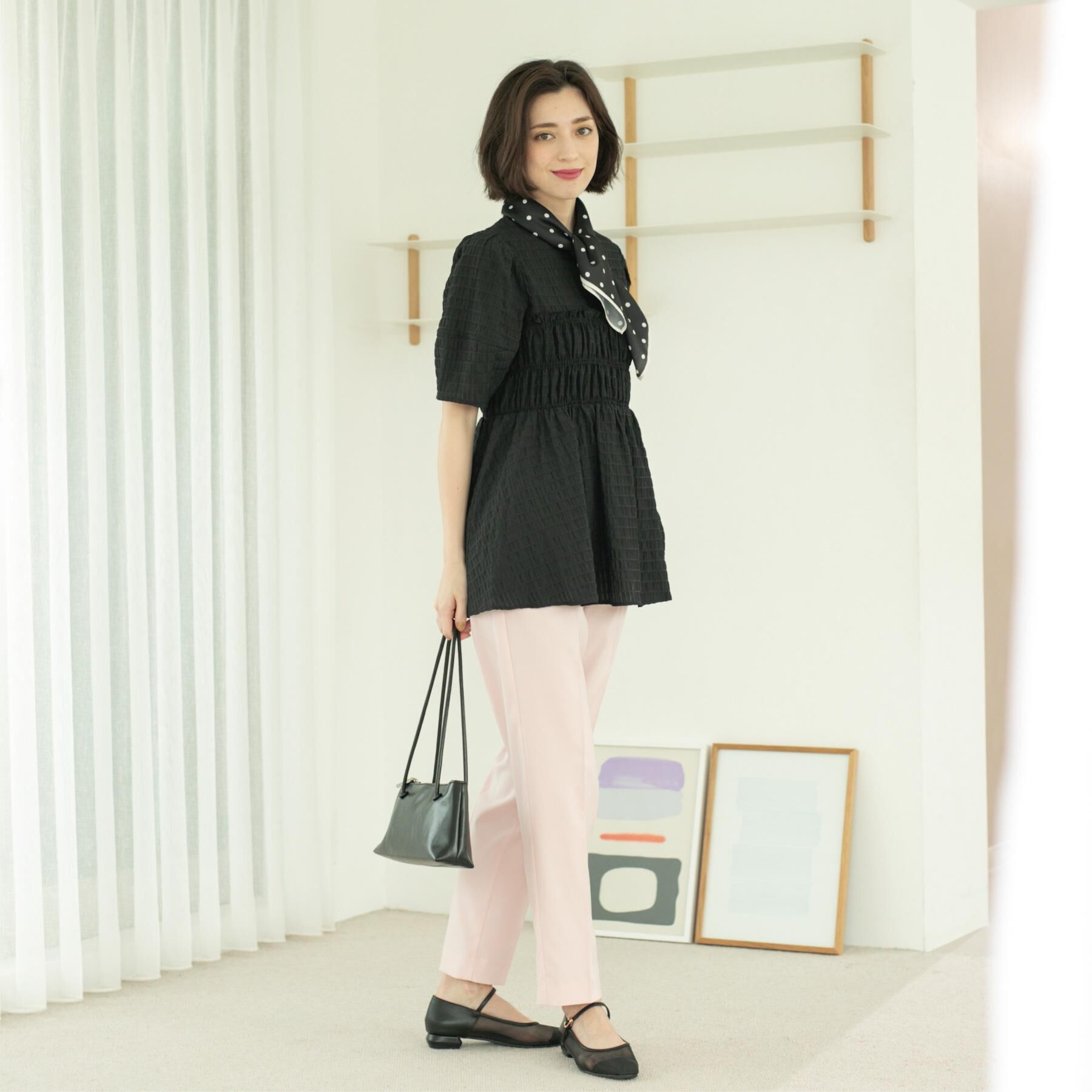 OPAQUE.CLIP「シャーリングペプラムブラウス【洗濯機洗い可】」|シャツ・ブラウス|