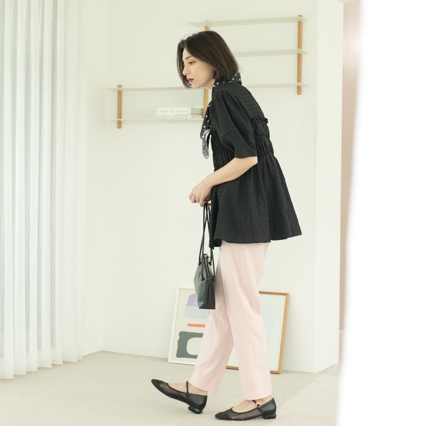 OPAQUE.CLIP「シャーリングペプラムブラウス【洗濯機洗い可】」|シャツ・ブラウス|