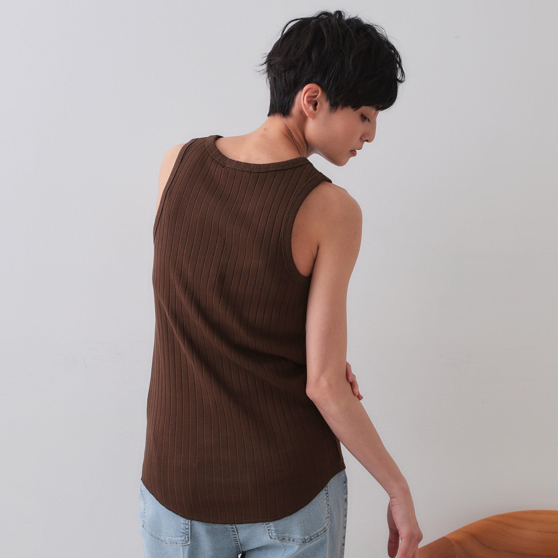 OPAQUE.CLIP「ワイドリブタンクトップ【洗濯機洗い可】」|キャミソール|