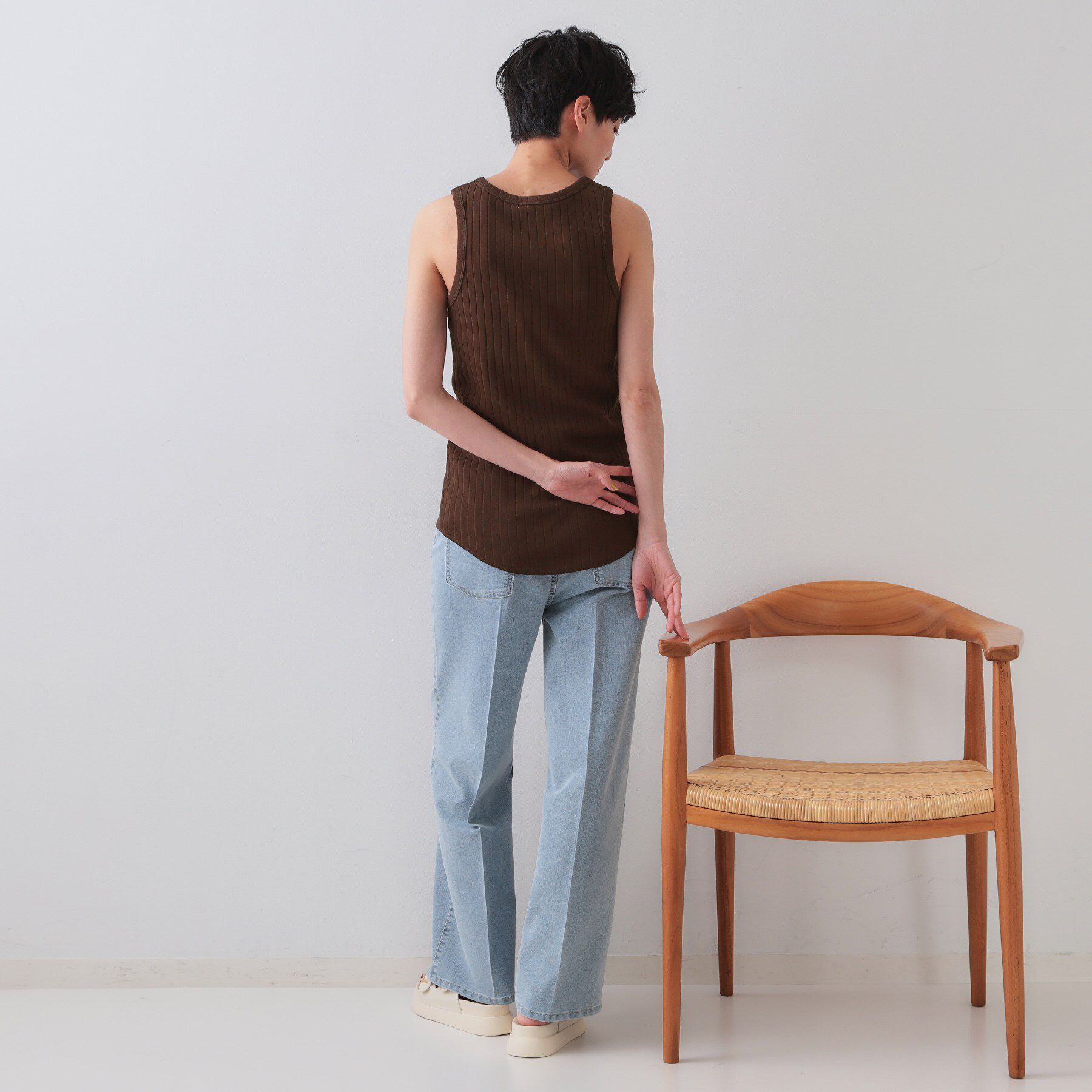 OPAQUE.CLIP「ワイドリブタンクトップ【洗濯機洗い可】」|キャミソール|