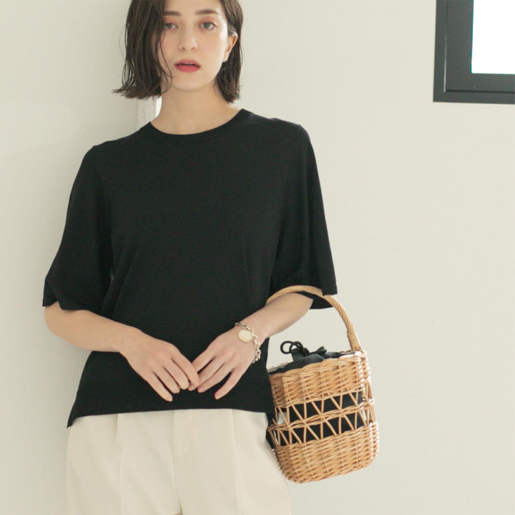 OPAQUE.CLIP「《6色展開/S-LLサイズ》フレアスリーブニット【UV/接触冷感/抗ピル/洗濯機洗い可】」|ニット・セーター|