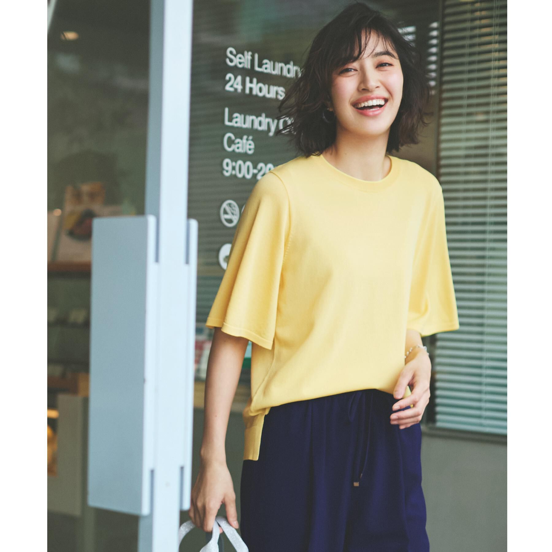 OPAQUE.CLIP「《6色展開/S-LLサイズ》フレアスリーブニット【UV/接触冷感/抗ピル/洗濯機洗い可】」|ニット・セーター|