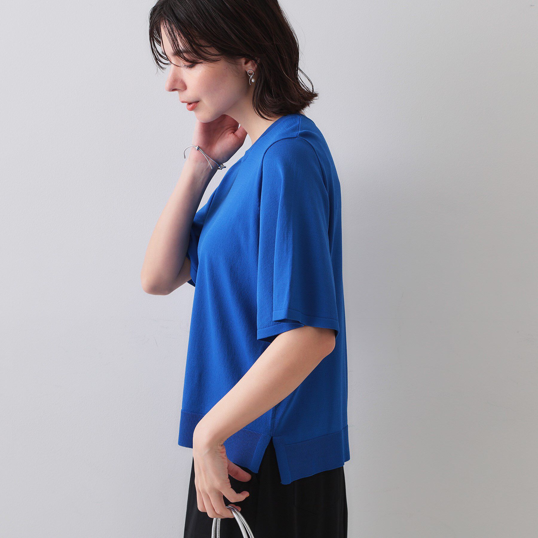 OPAQUE.CLIP「《6色展開/S-LLサイズ》フレアスリーブニット【UV/接触冷感/抗ピル/洗濯機洗い可】」|ニット・セーター|